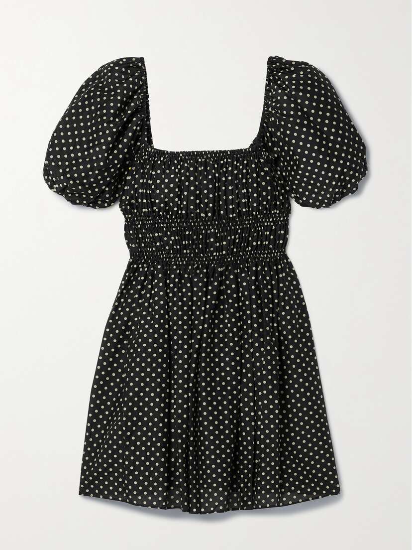 Matteau + Net Sustain Polka-dot Organic Cotton And Silk-blend Voile Mini Dress