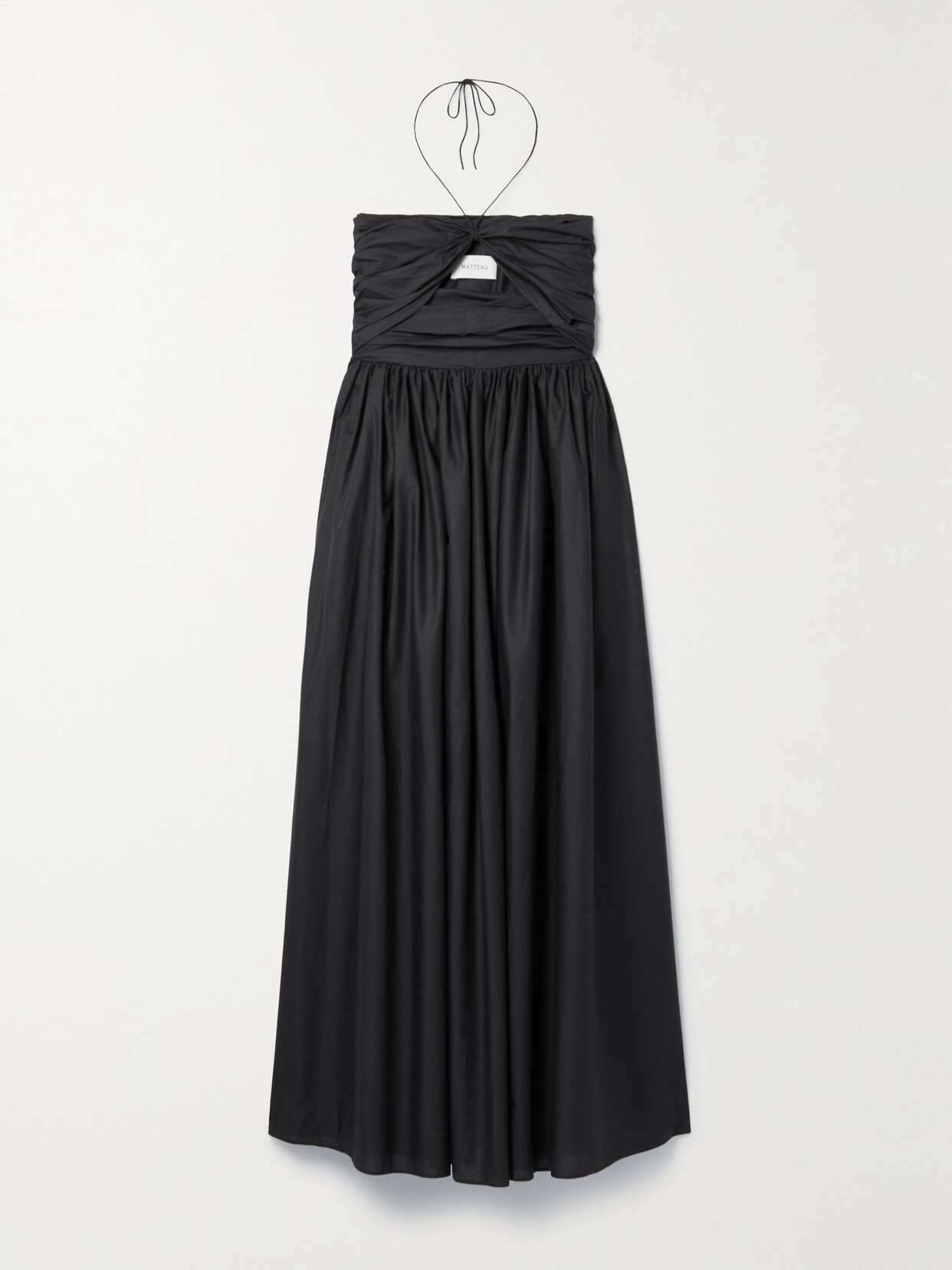 Matteau - + Net Sustain Cutout Gathered Organic Cotton-poplin Halterneck Maxi Dress - Black