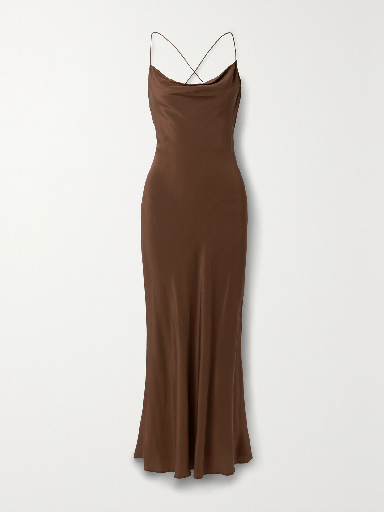 Matteau - Draped Silk Crepe De Chine Maxi Dress - Brown