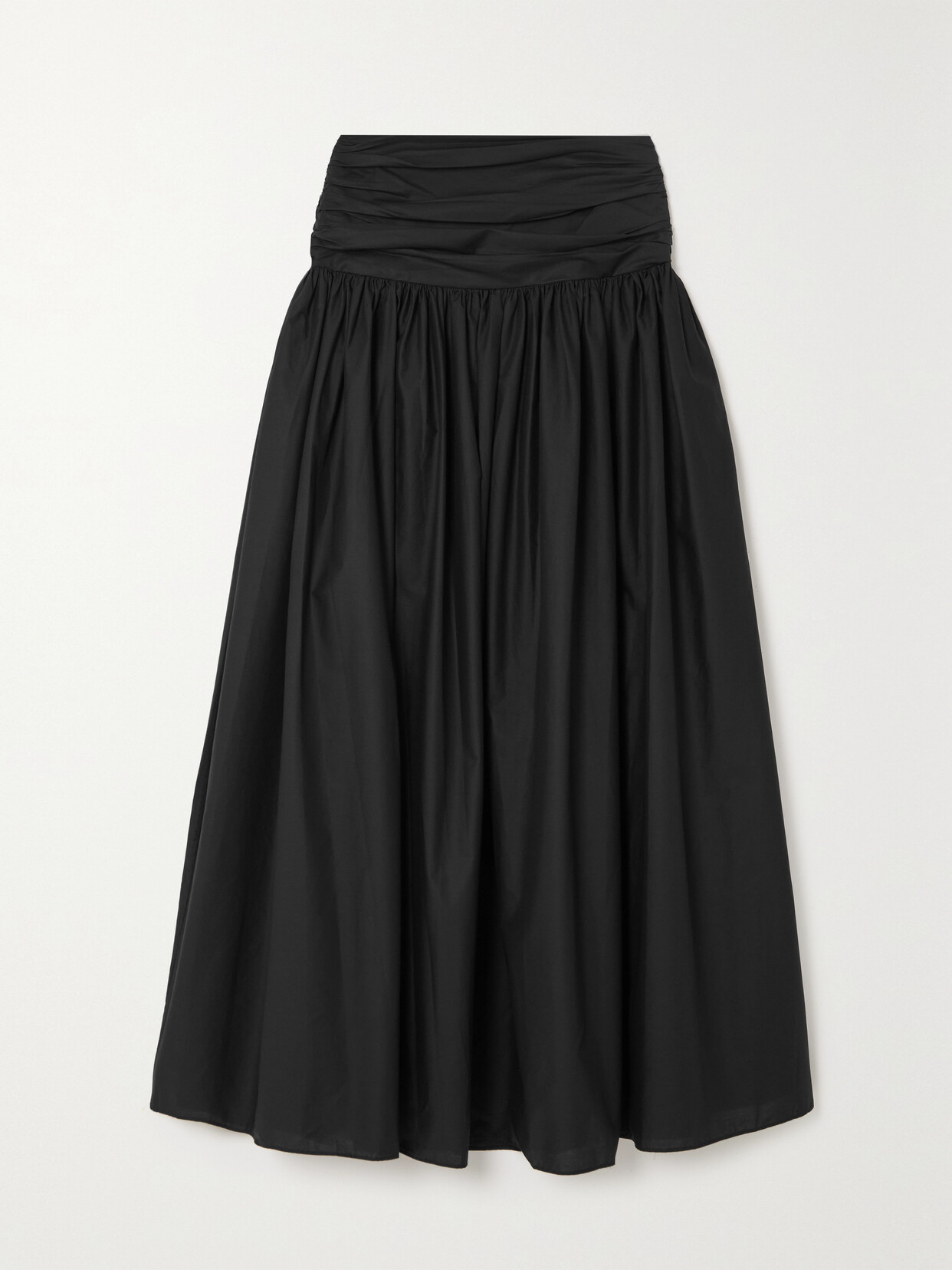 MATTEAU + NET SUSTAIN GATHERED ORGANIC COTTON-POPLIN MAXI SKIRT