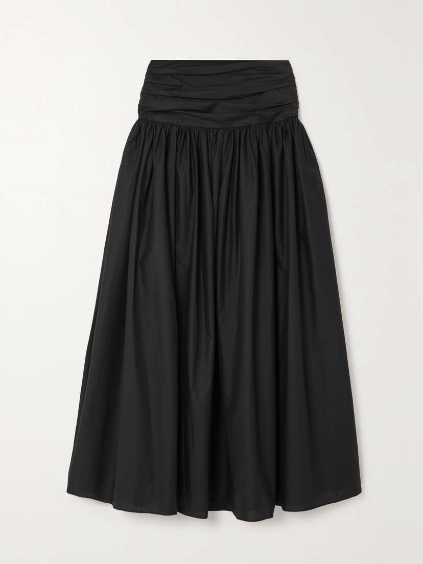 Matteau + Net Sustain Gathered Organic Cotton-poplin Maxi Skirt