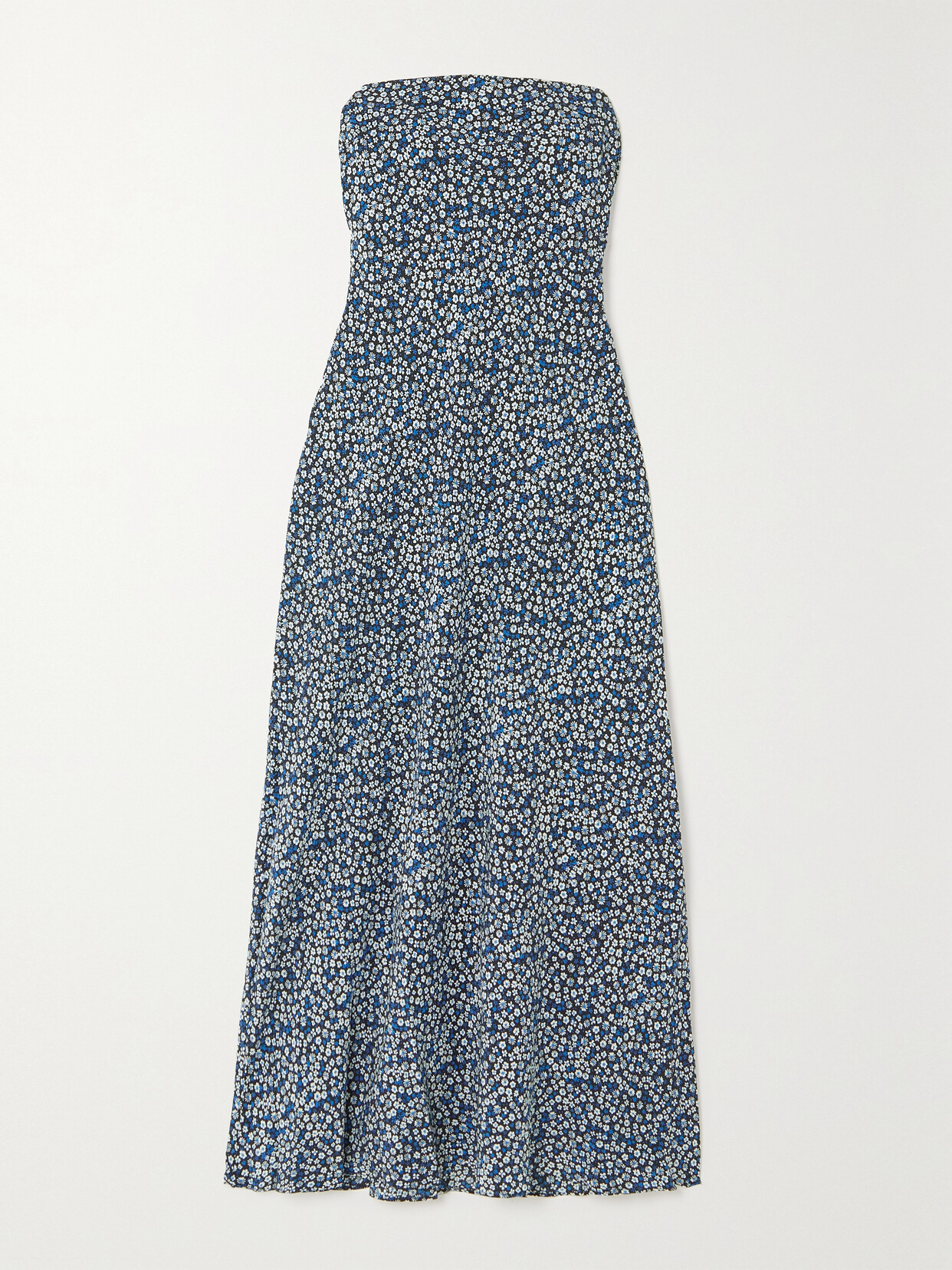 Matteau + Net Sustain Strapless Floral-print Organic Silk Crepe De Chine Maxi Dress