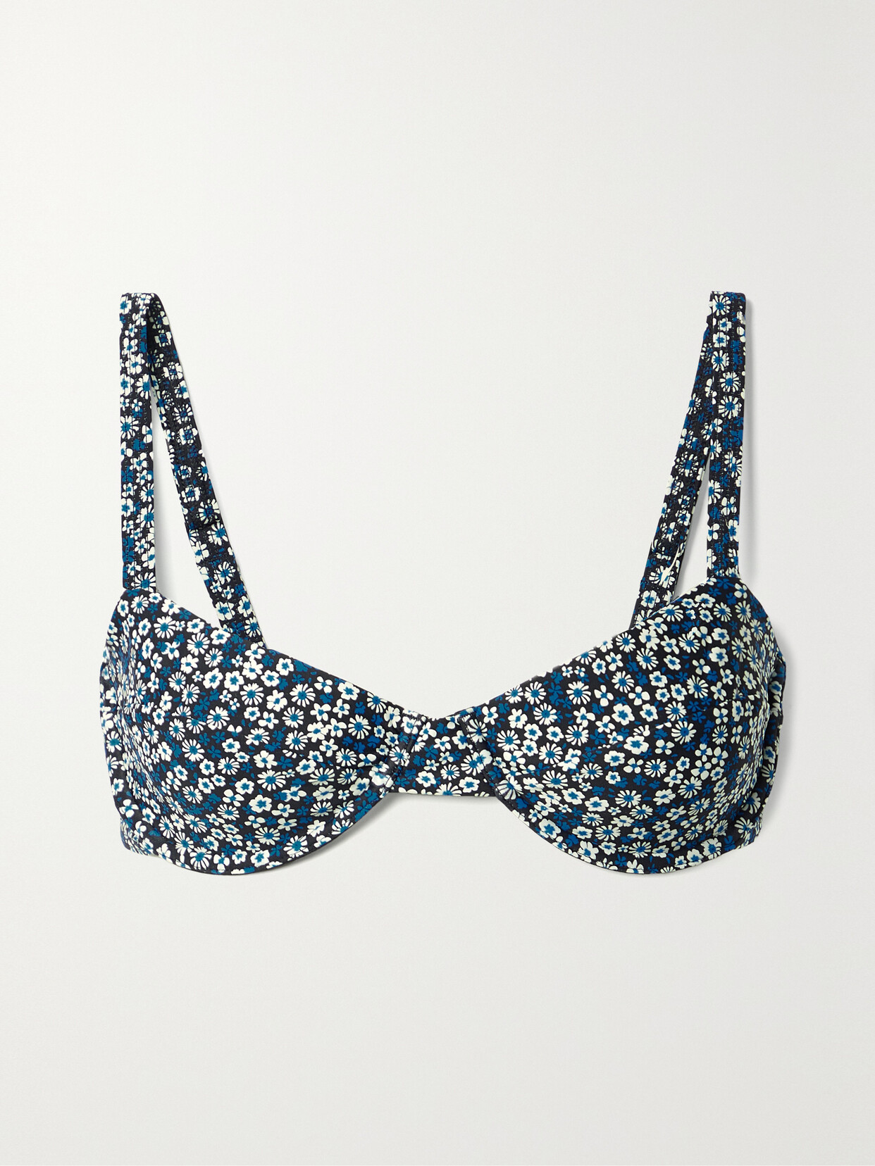 Matteau - + Net Sustain Floral-print Recycled Underwired Balconette Bikini Top - Blue