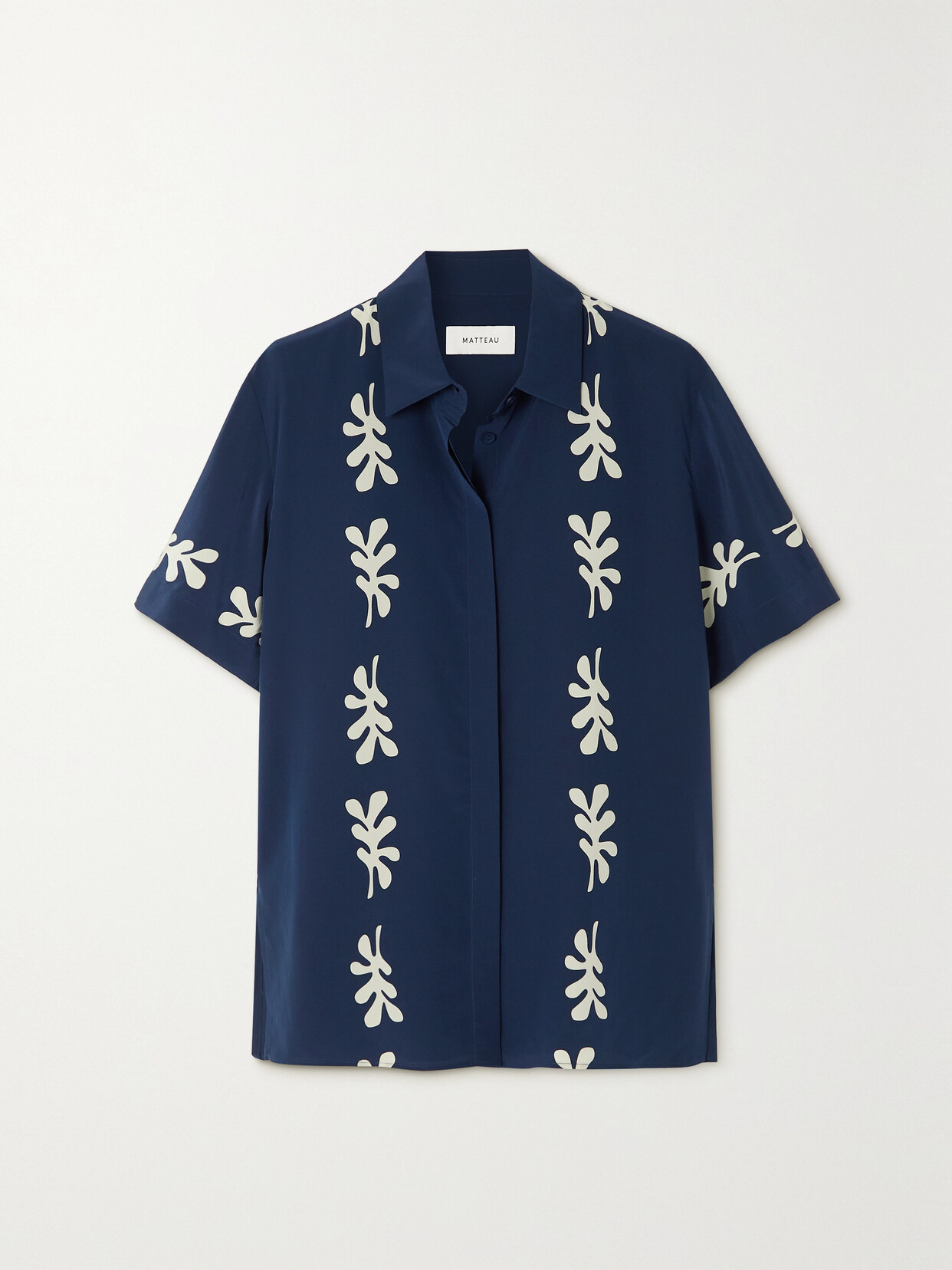 Matteau - + Net Sustain Printed Organic Silk Shirt - Blue