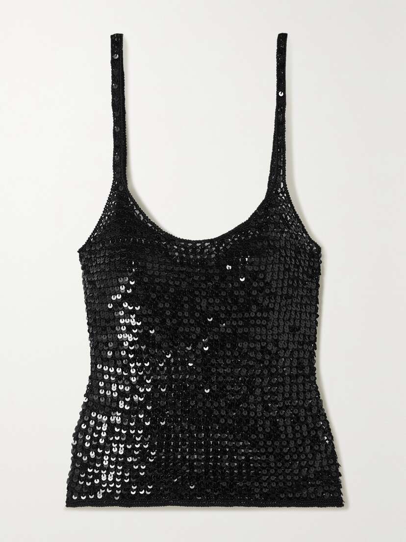 Matteau + Net Sustain Sequined Crochet-knit Tank