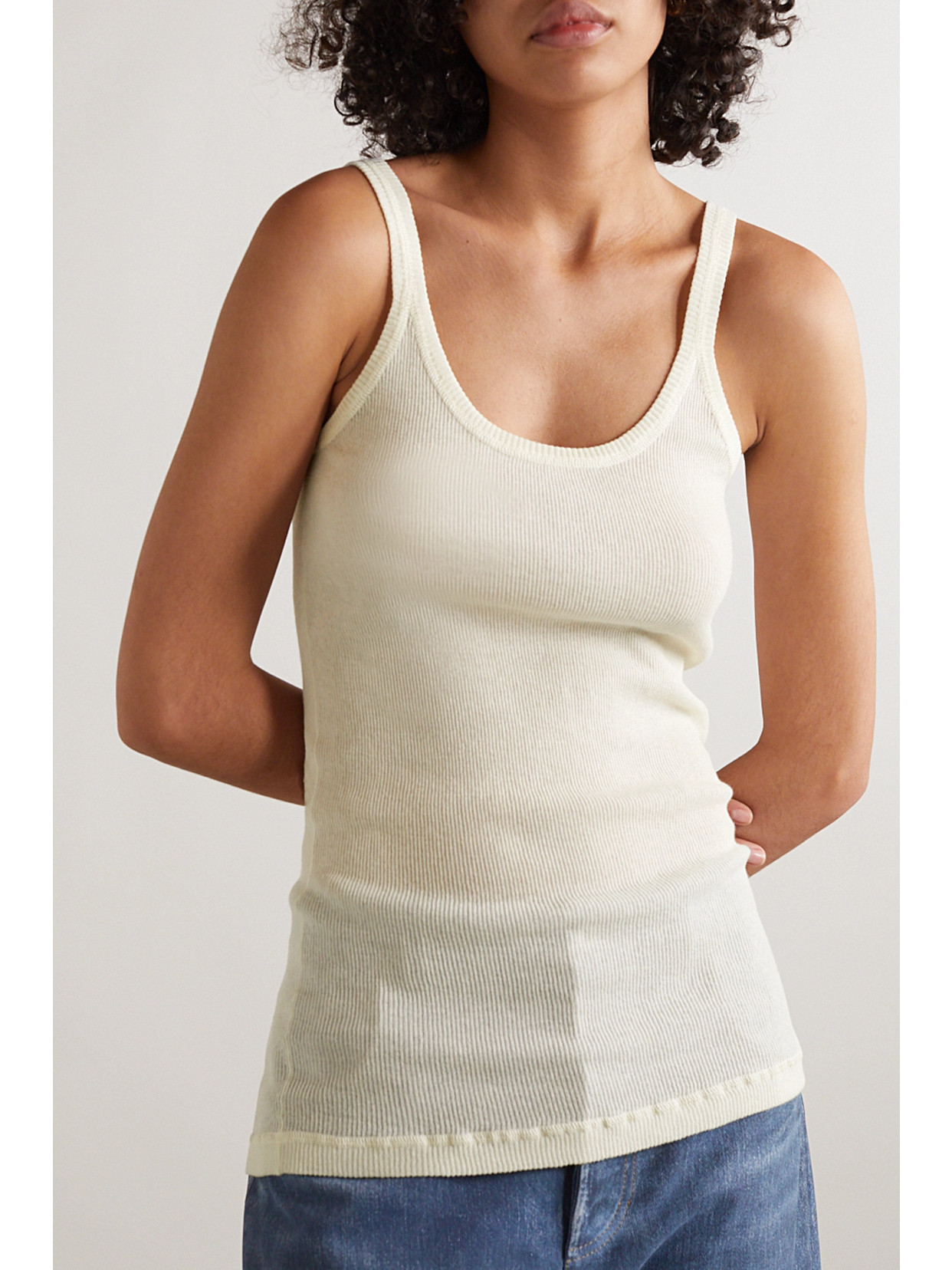 Ribbed Cotton-Blend Tank