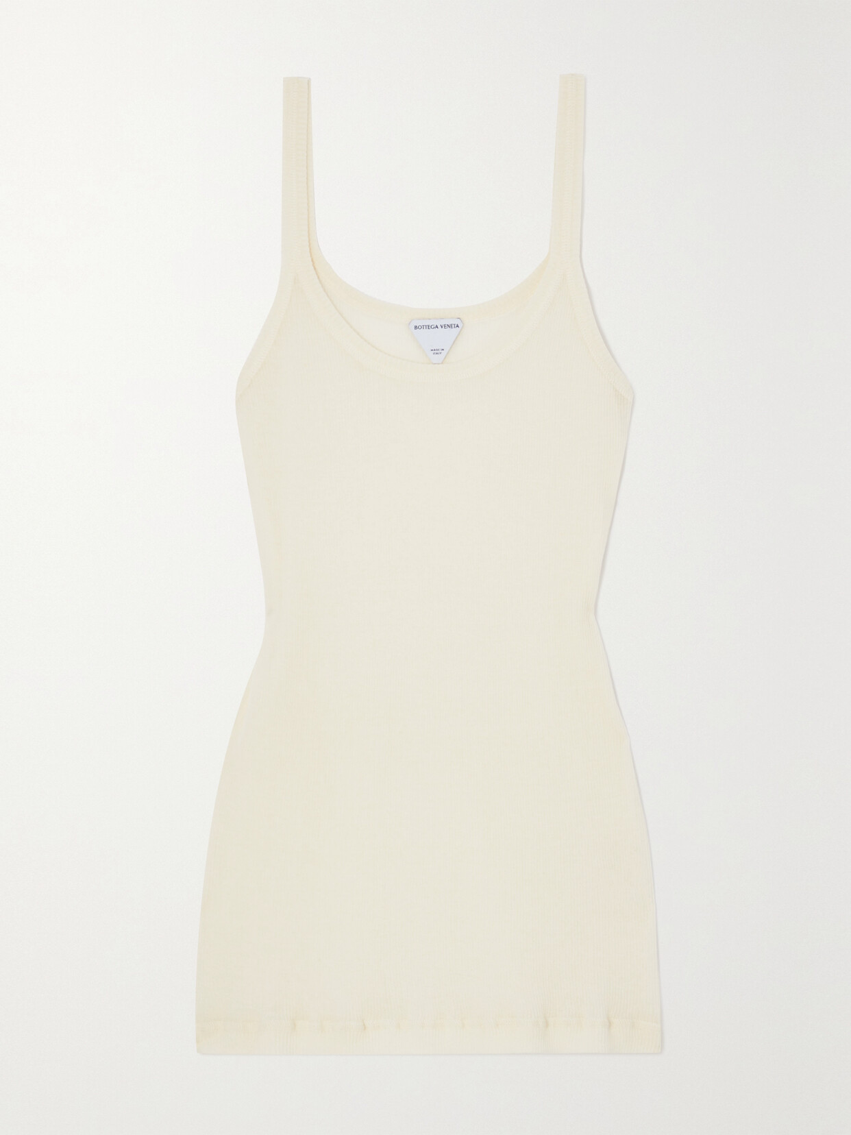 Bottega Veneta Ribbed Cotton-blend Tank In Cream