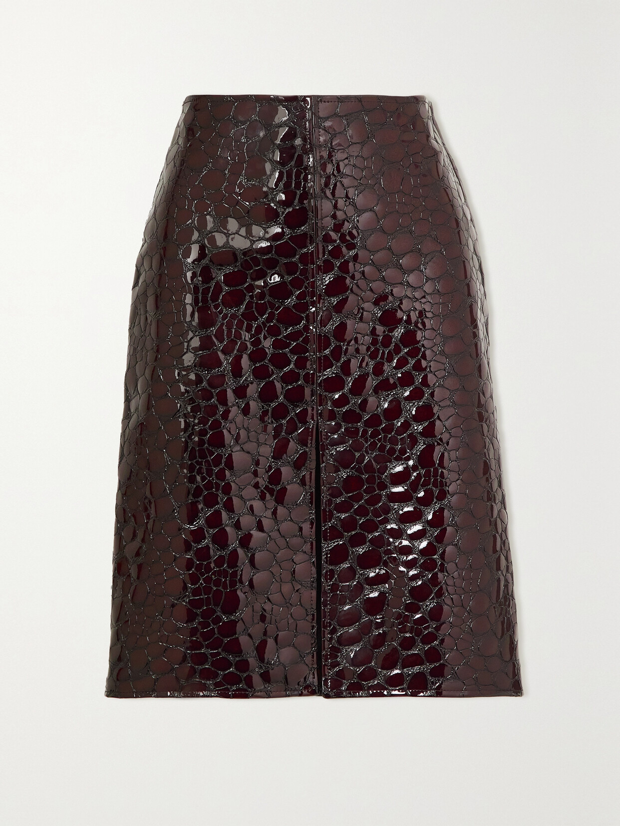 Bottega Veneta - Croc-effect Leather Skirt - Brown