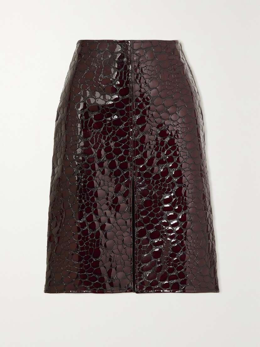 Bottega Veneta Croc-effect Leather Skirt