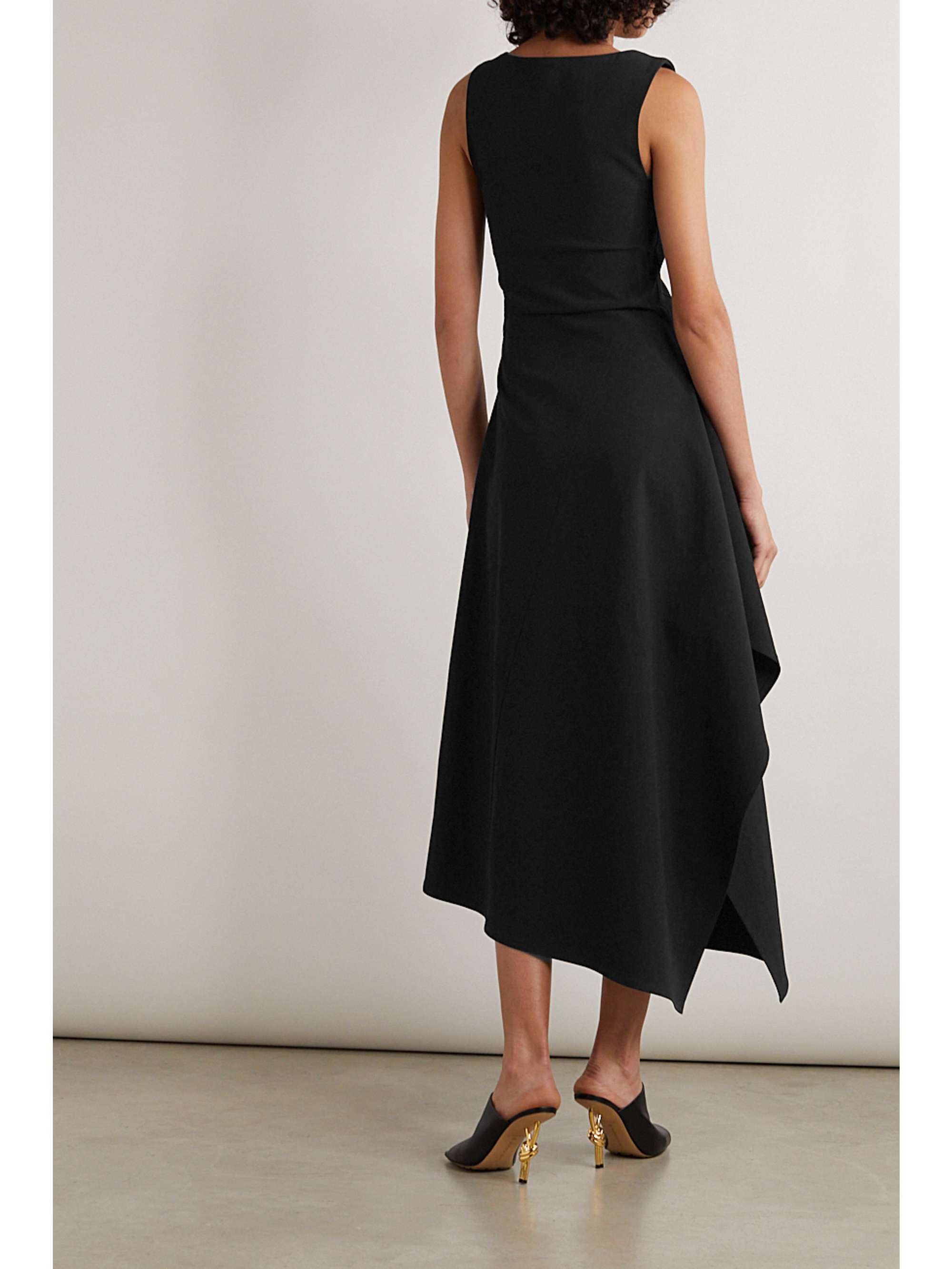 BOTTEGA VENETA Asymmetric cotton-blend canvas midi dress