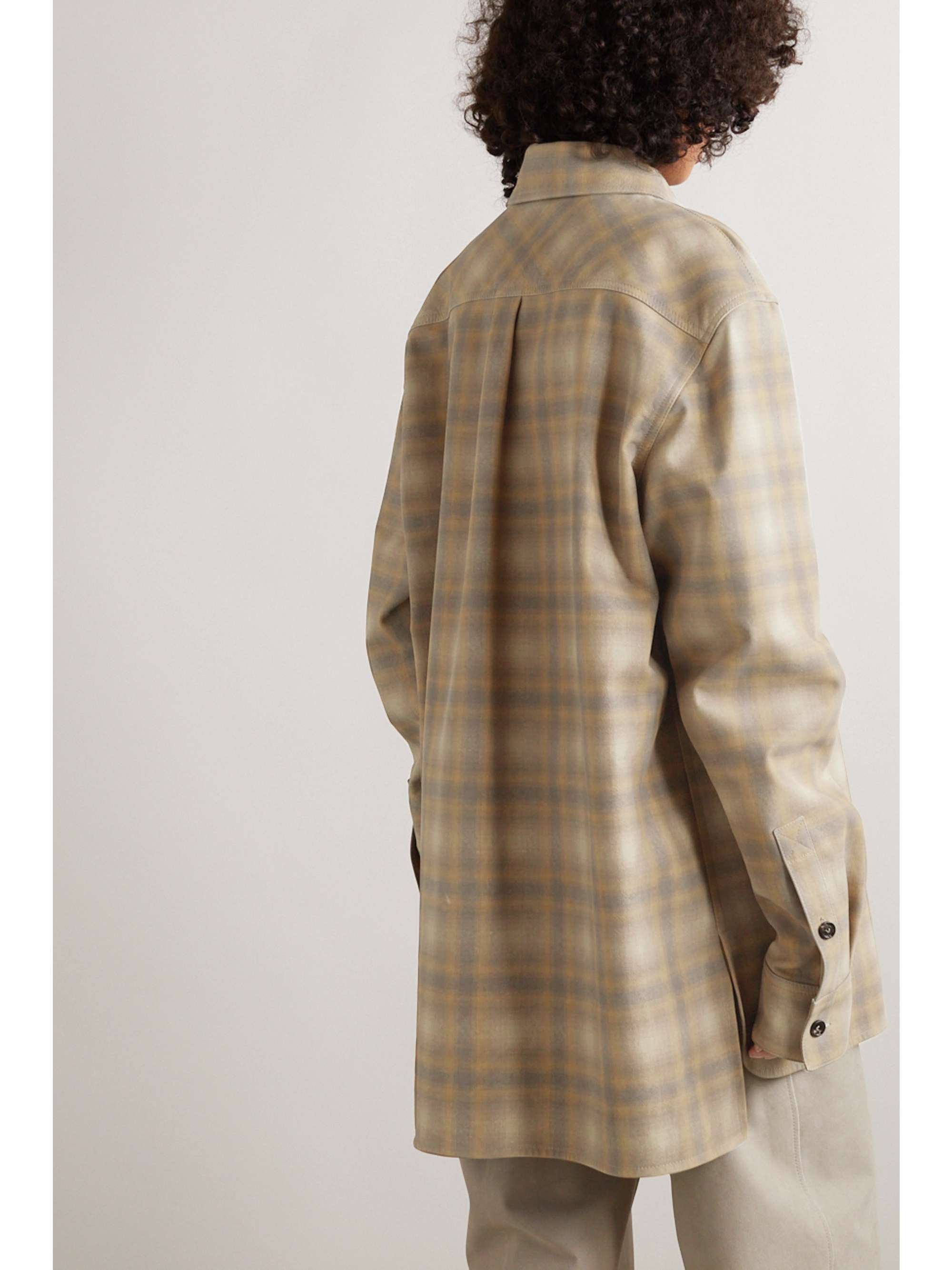 BOTTEGA VENETA Oversized checked leather shirt