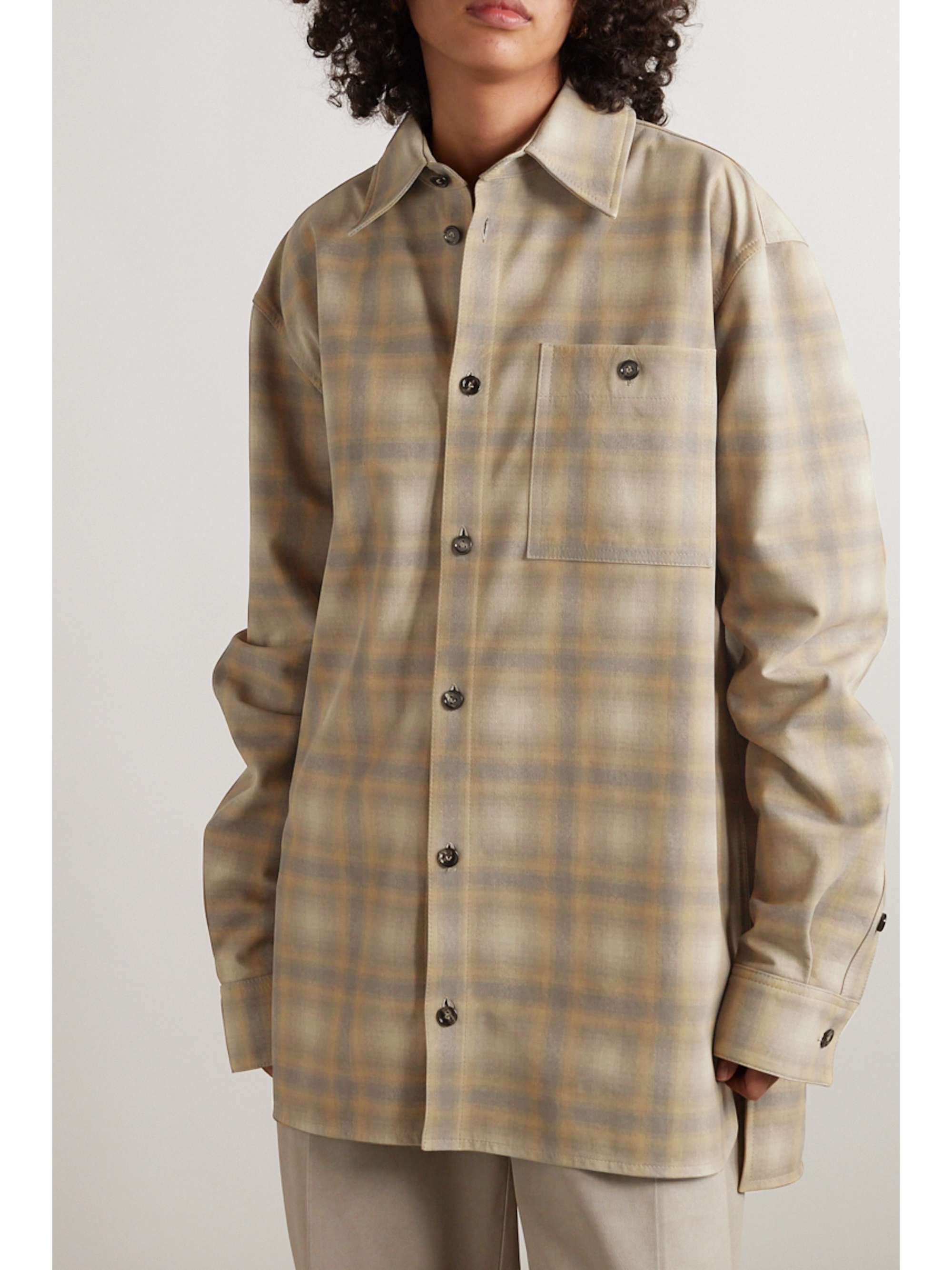BOTTEGA VENETA Oversized checked leather shirt
