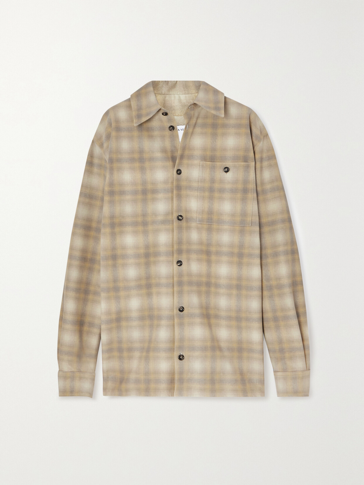 Bottega Veneta Oversized Checked Leather Shirt In Neutrals