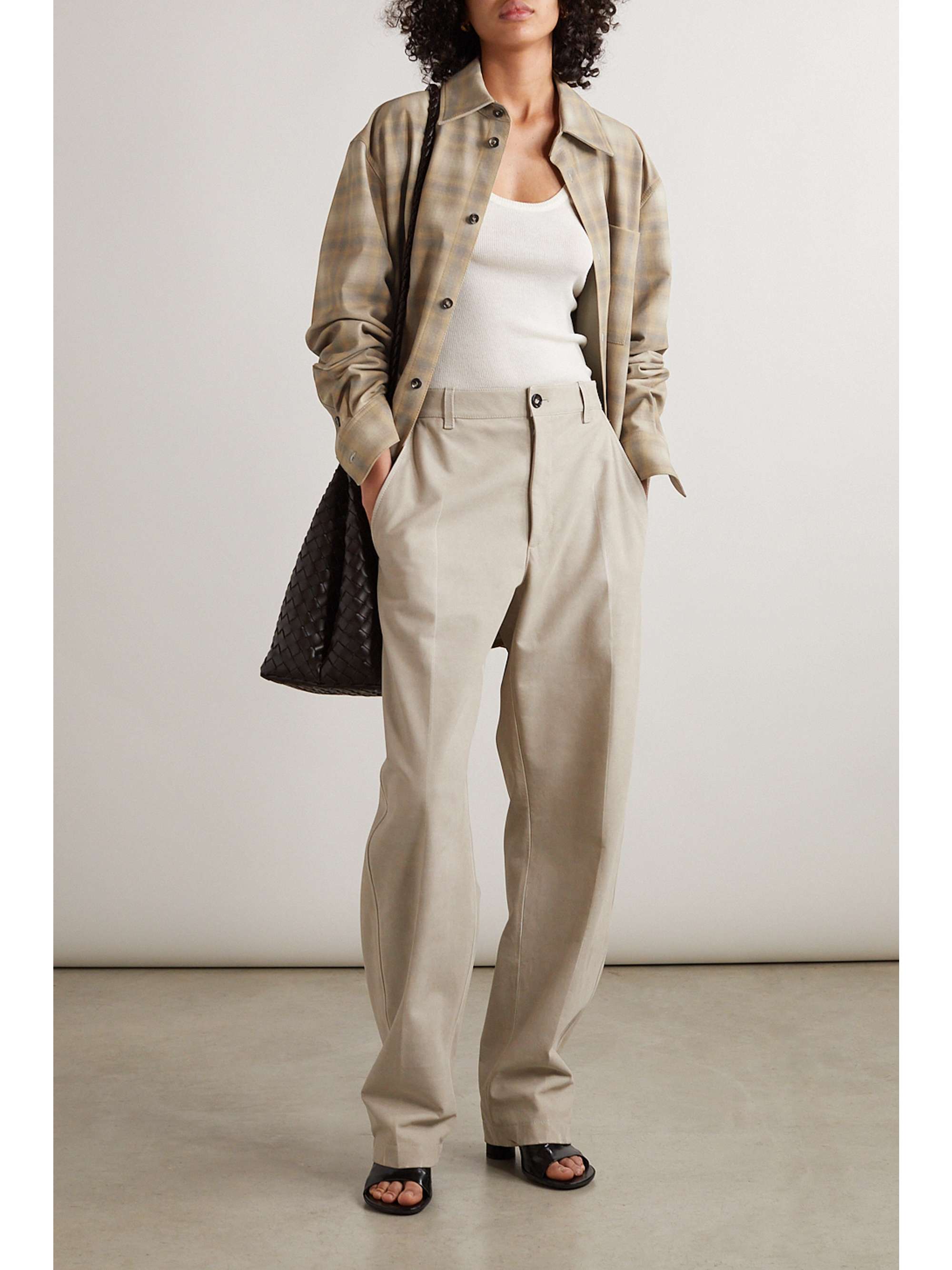 BOTTEGA VENETA Oversized checked leather shirt