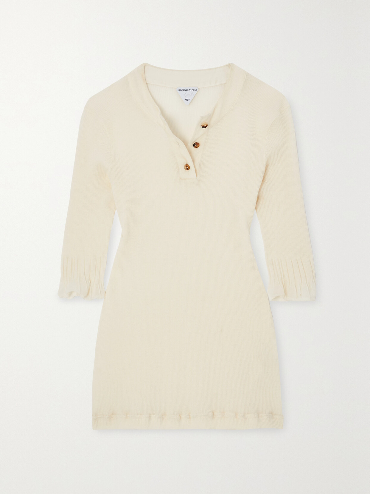 Bottega Veneta Ribbed Cotton-blend Top In Cream