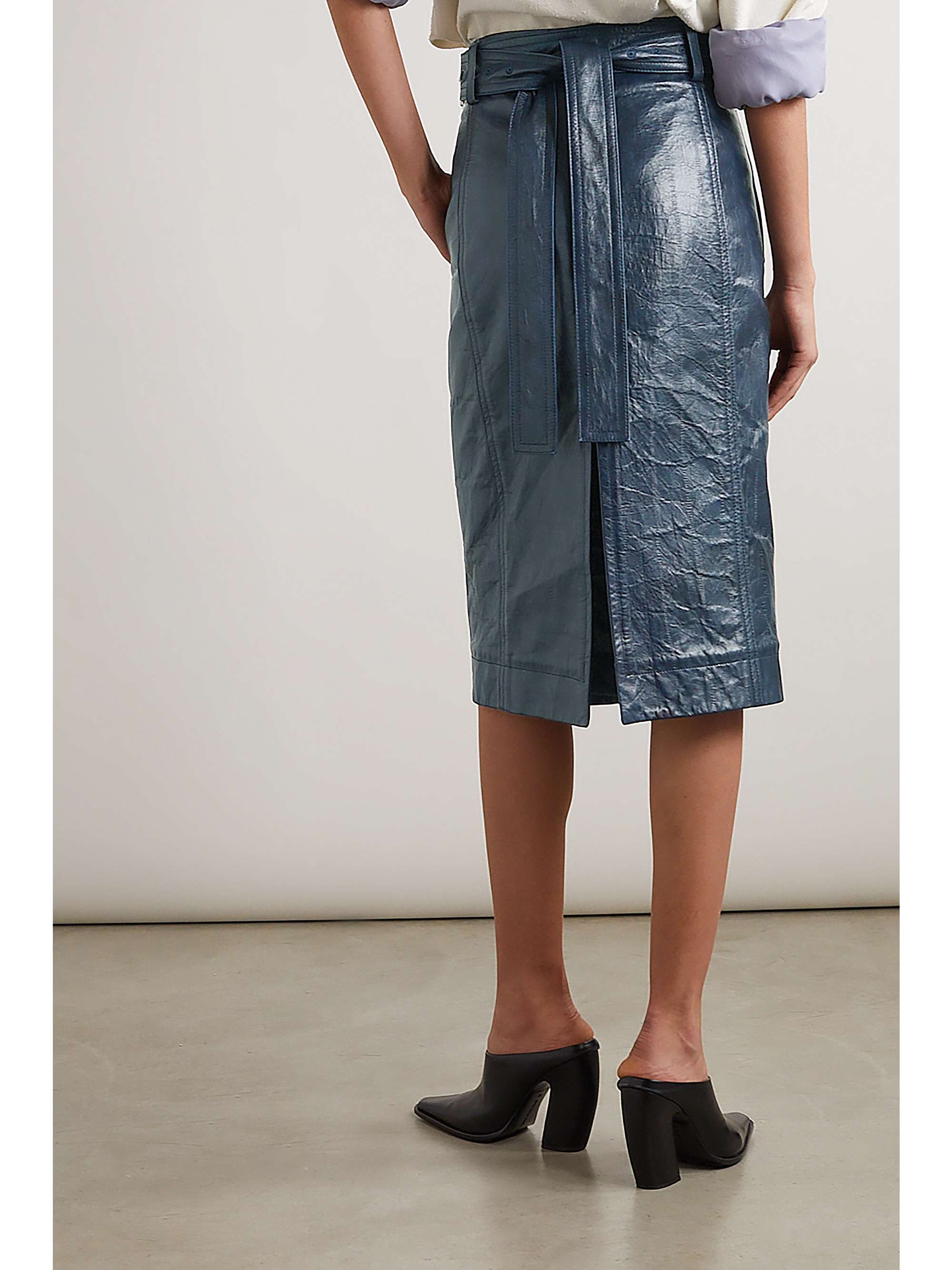 BOTTEGA VENETA Textured-leather wrap skirt