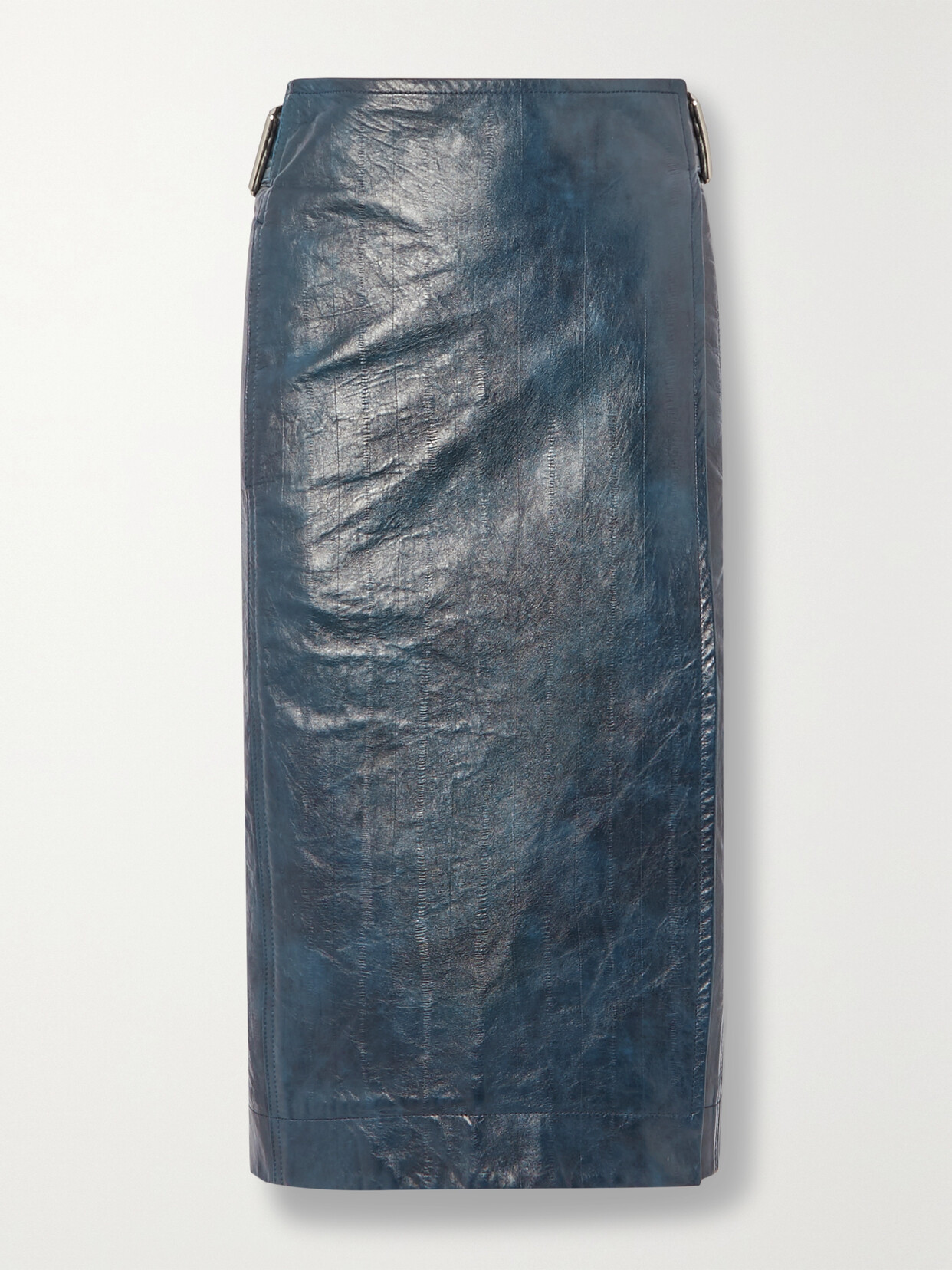 Bottega Veneta Textured-leather Wrap Skirt In Blue