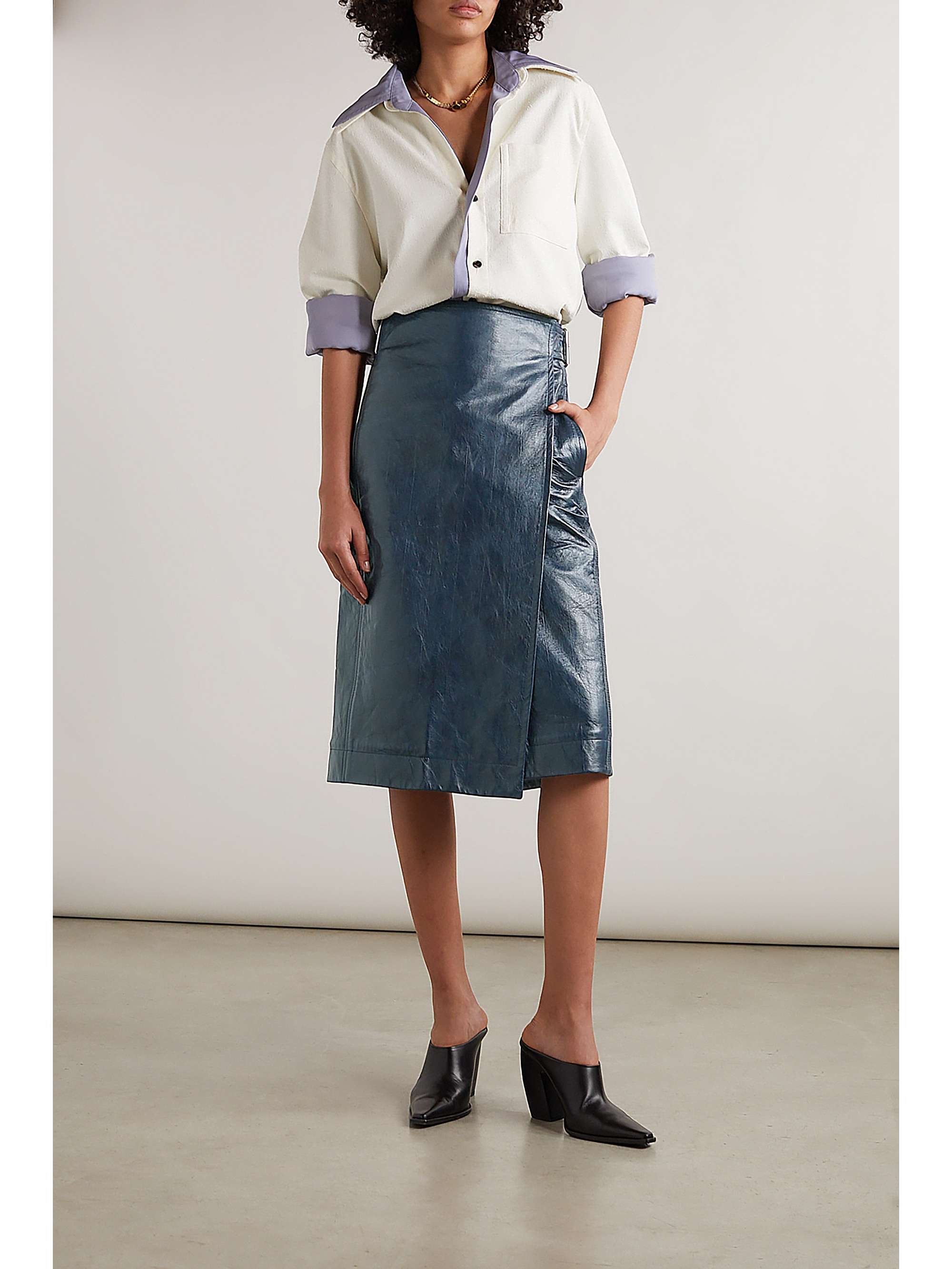 BOTTEGA VENETA Textured-leather wrap skirt | NET-A-PORTER