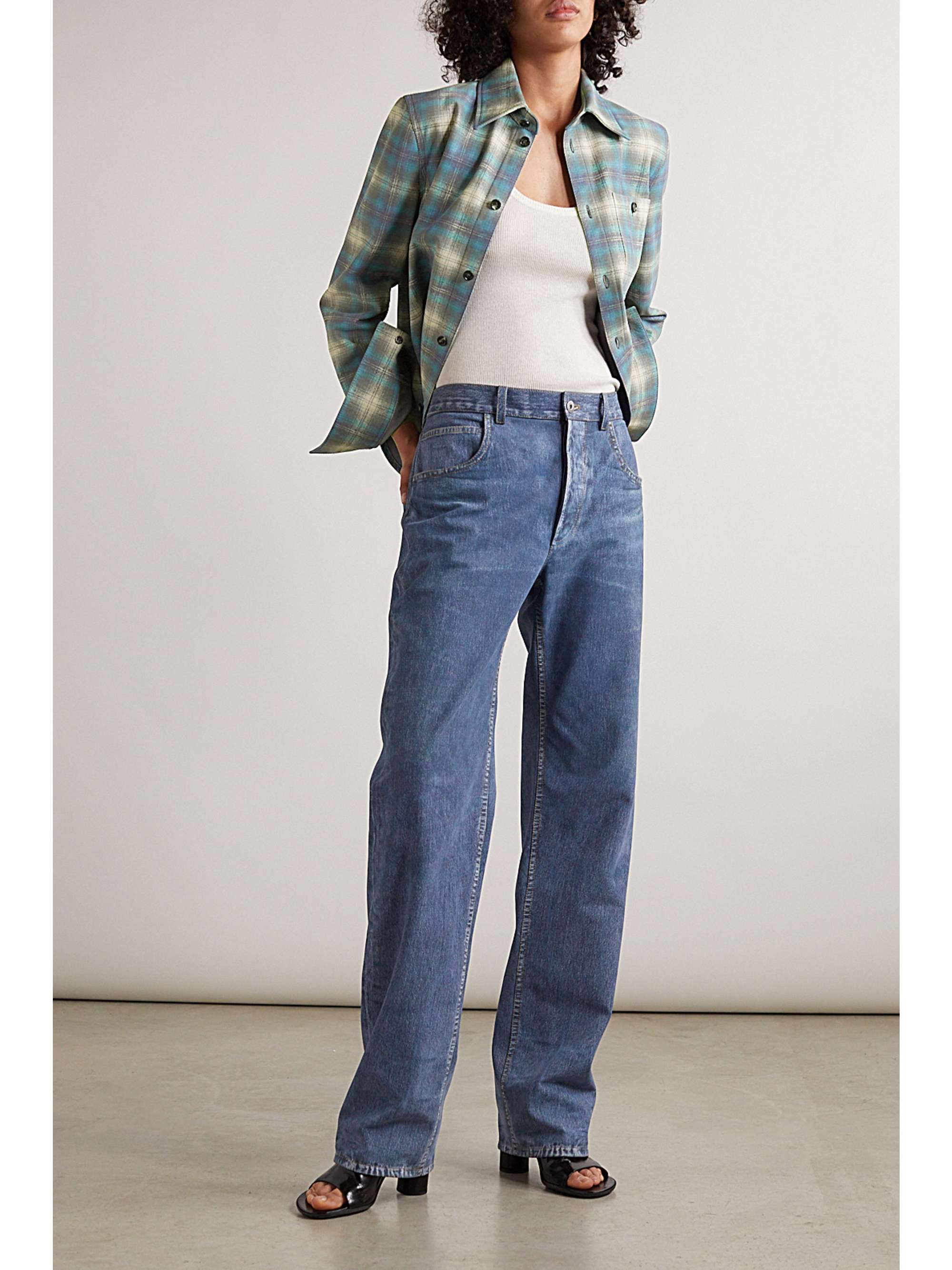 BOTTEGA VENETA Cropped checked leather shirt