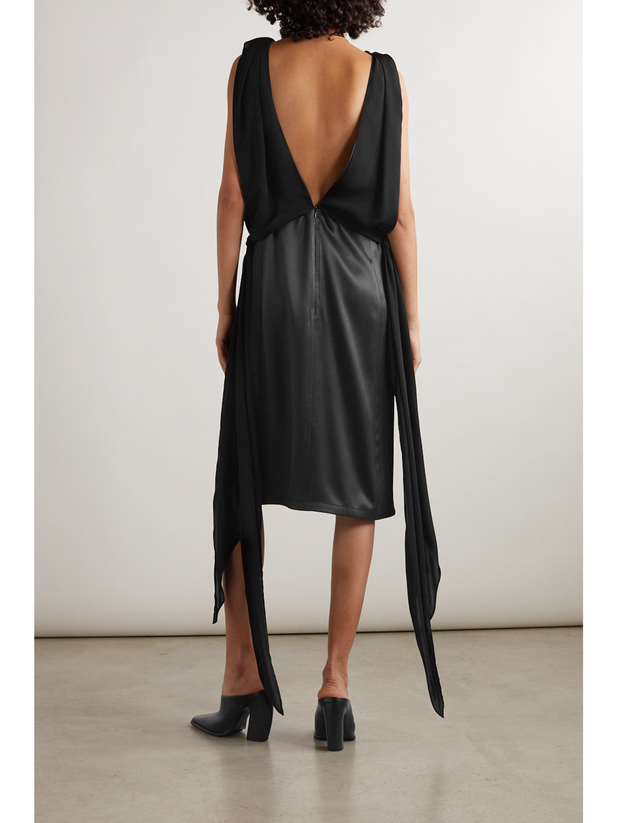 Bottega Veneta Draped silk-chiffon and twill dress thumbnail
