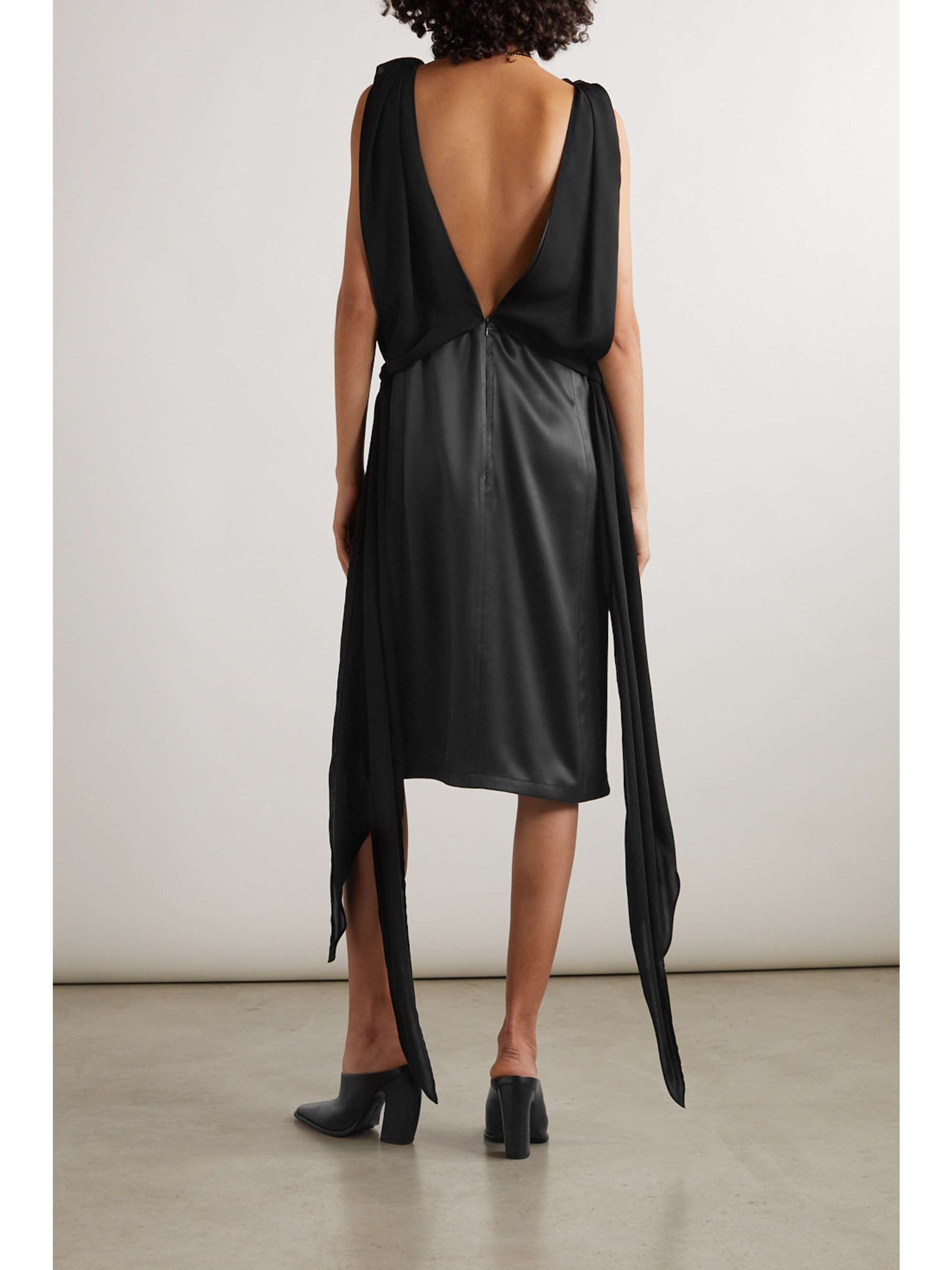 BOTTEGA VENETA Draped silk-chiffon and twill dress
