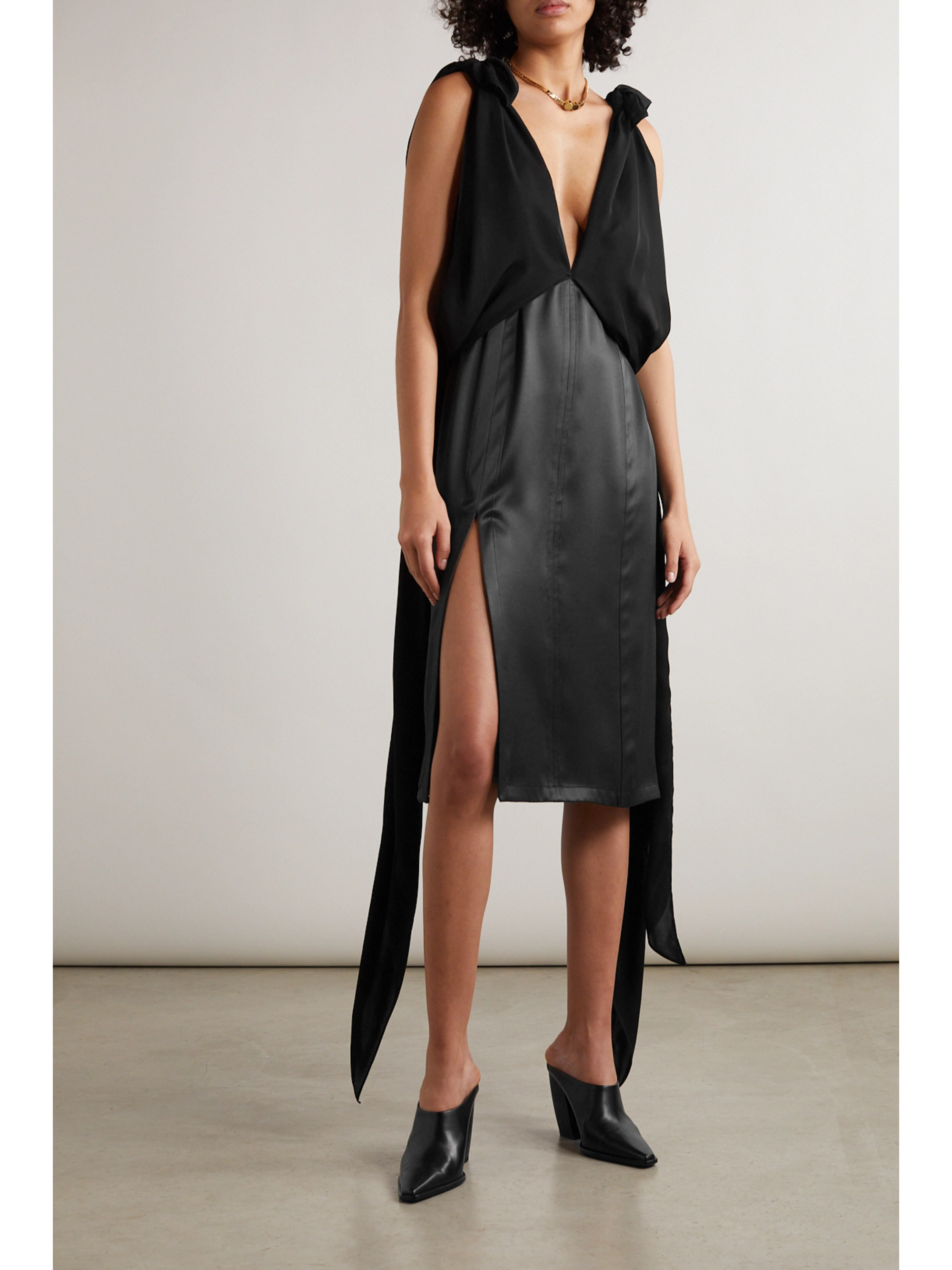Bottega Veneta Draped silk-chiffon and twill dress