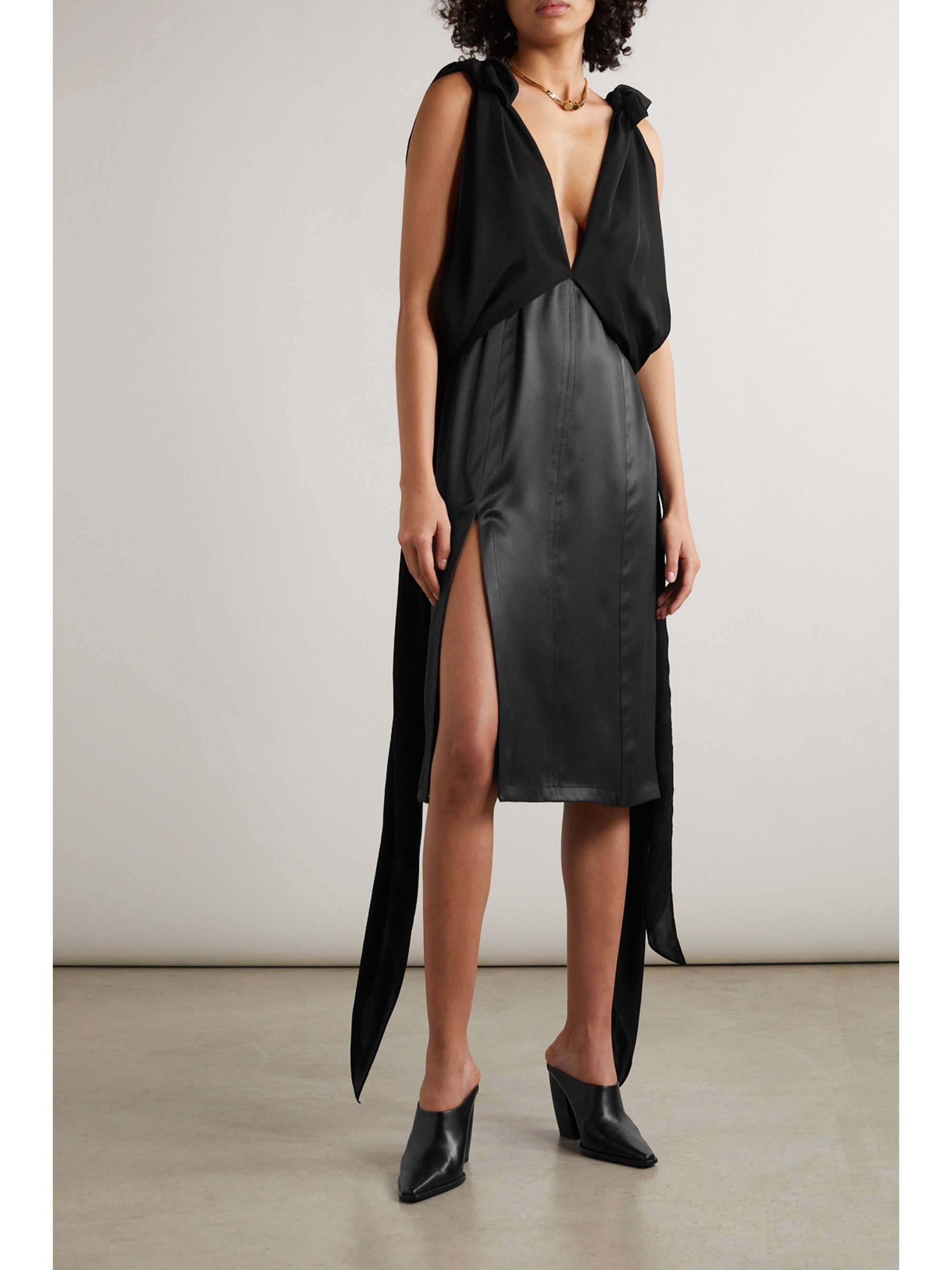 BOTTEGA VENETA Draped silk-chiffon and twill dress