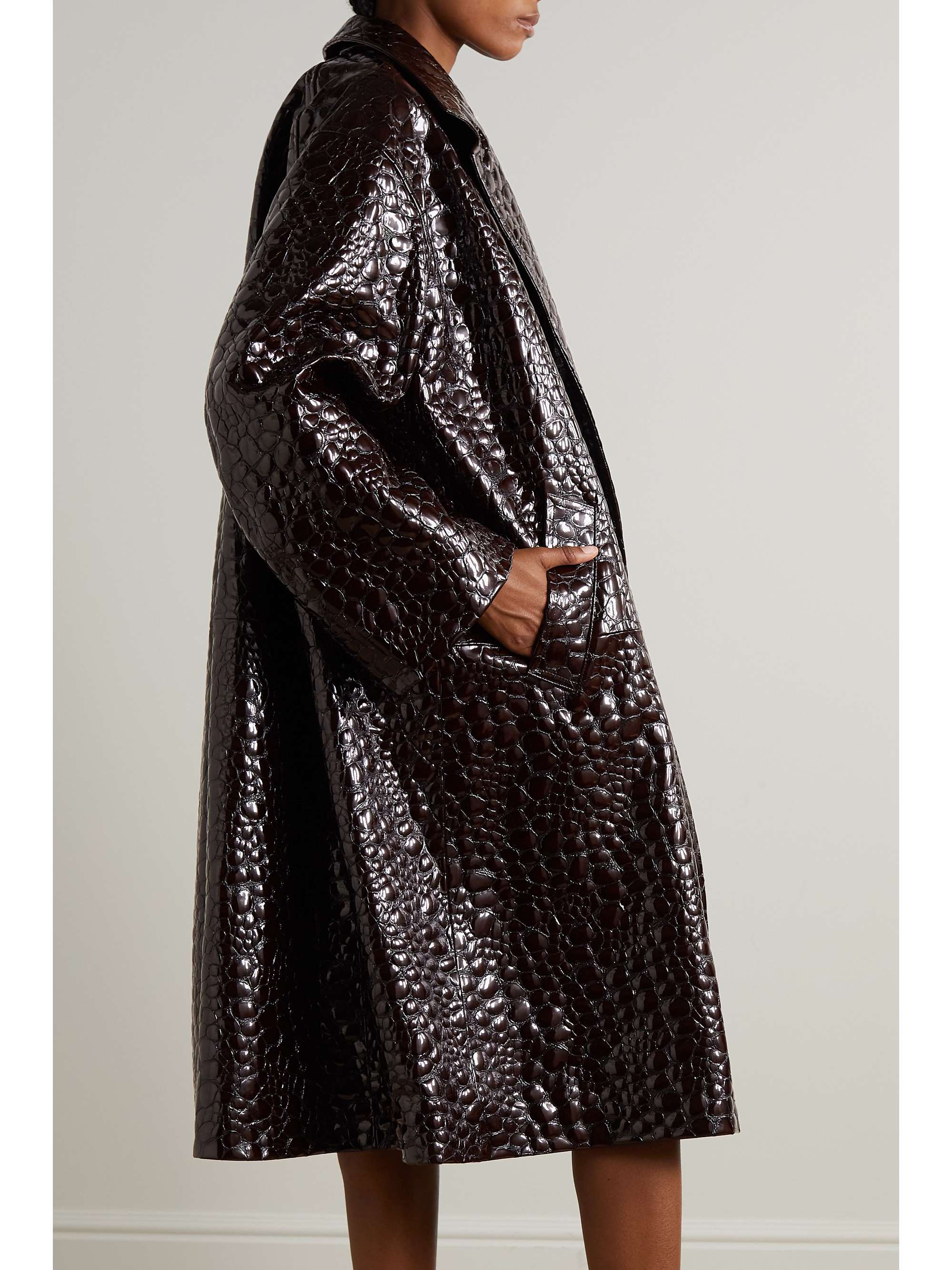 BOTTEGA VENETA Croc-effect patent-leather coat