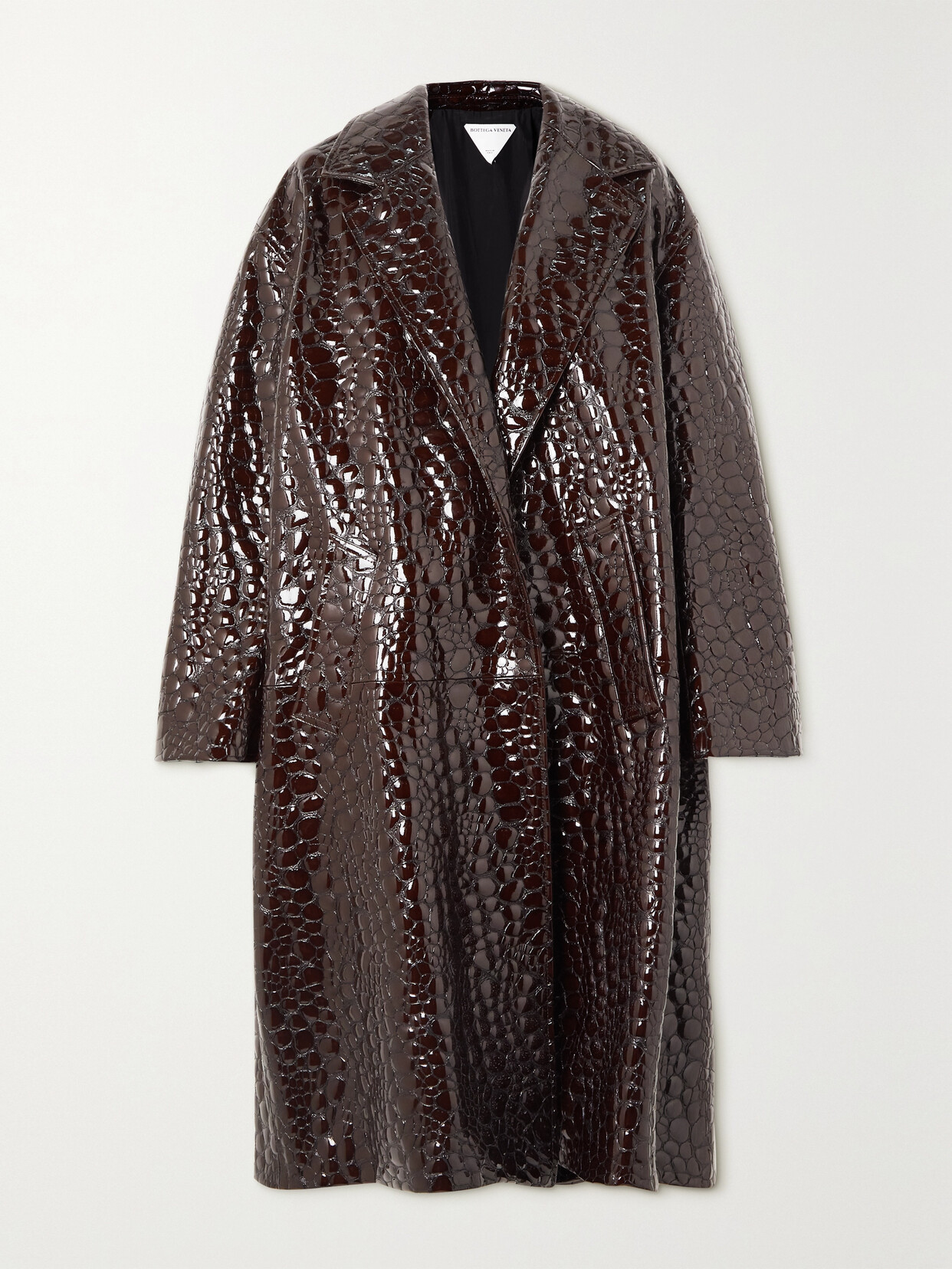 Bottega Veneta Croc-effect Patent-leather Coat In Henna