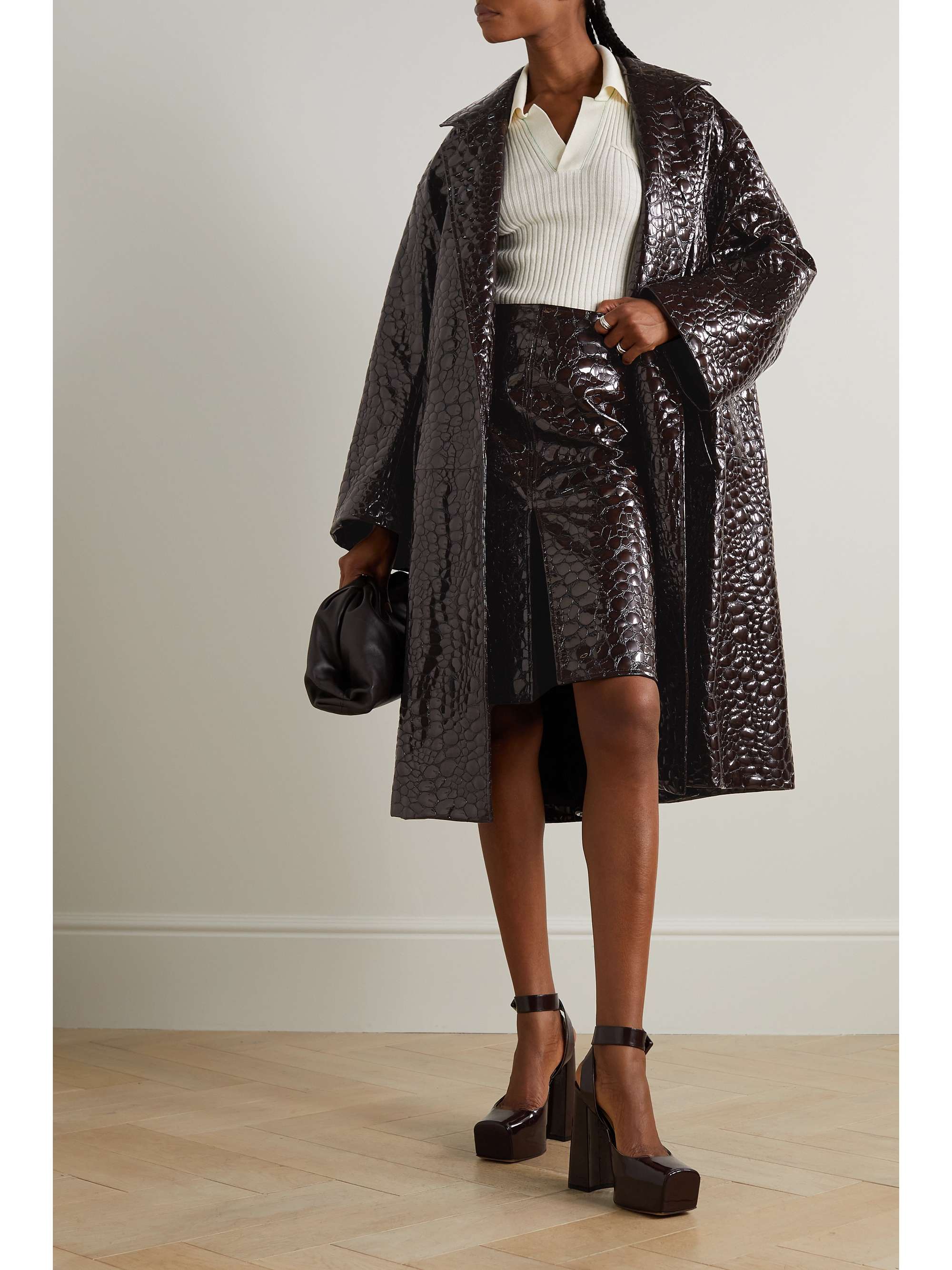 BOTTEGA VENETA Croc-effect patent-leather coat