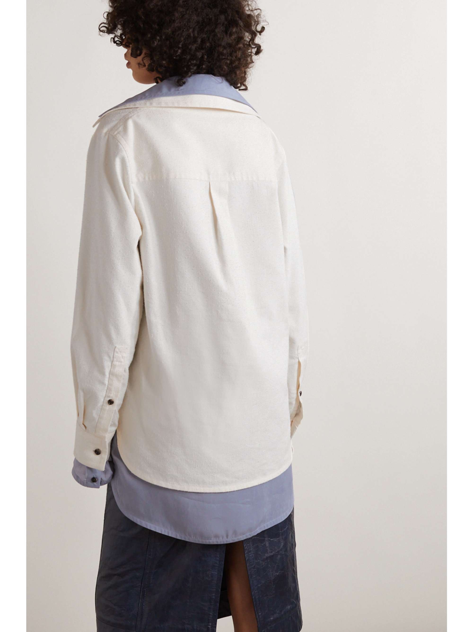 BOTTEGA VENETA Layered cotton-blend poplin and bouclé shirt
