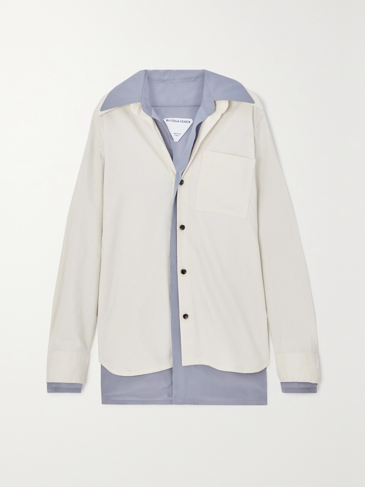 Bottega Veneta Layered Button-front Cotton Shirt In Bianco