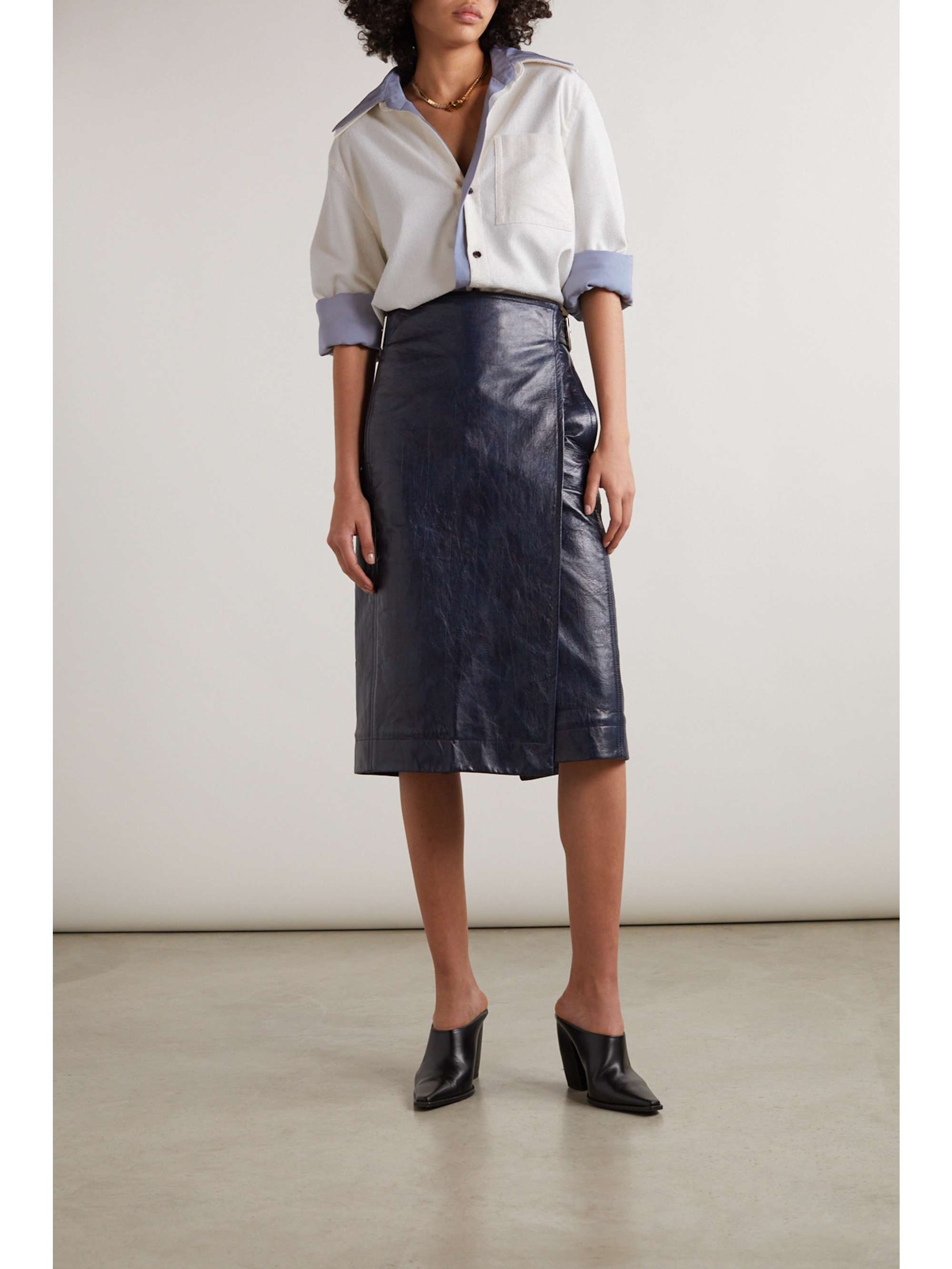 BOTTEGA VENETA Layered cotton-blend poplin and bouclé shirt