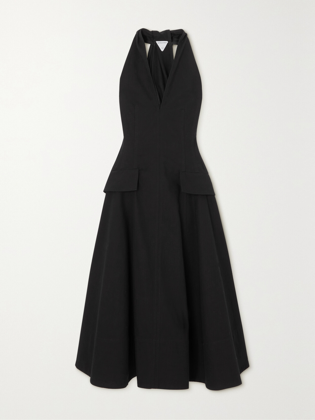 Shop Bottega Veneta Twisted Cotton Midi Dress In Black