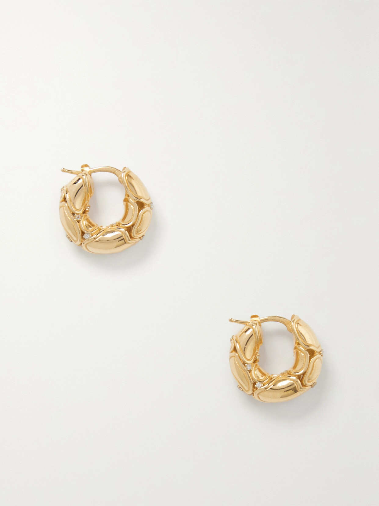 Bottega Veneta Gold-plated Crystal Hoop Earrings In White