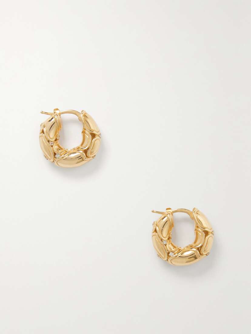Bottega Veneta Gold-plated Crystal Hoop Earrings