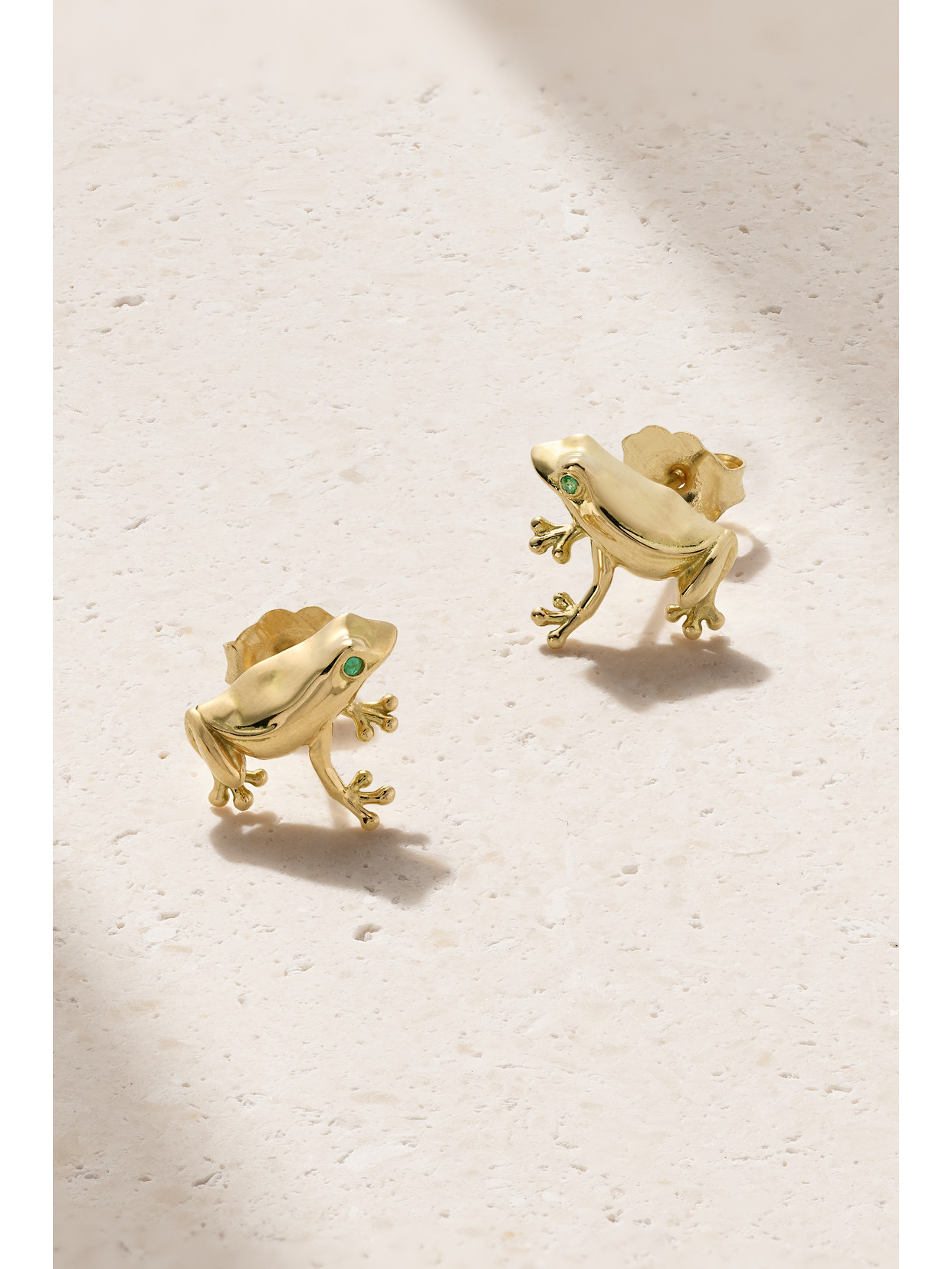 Brent Neale Frog 18-karat Gold Emerald Earrings