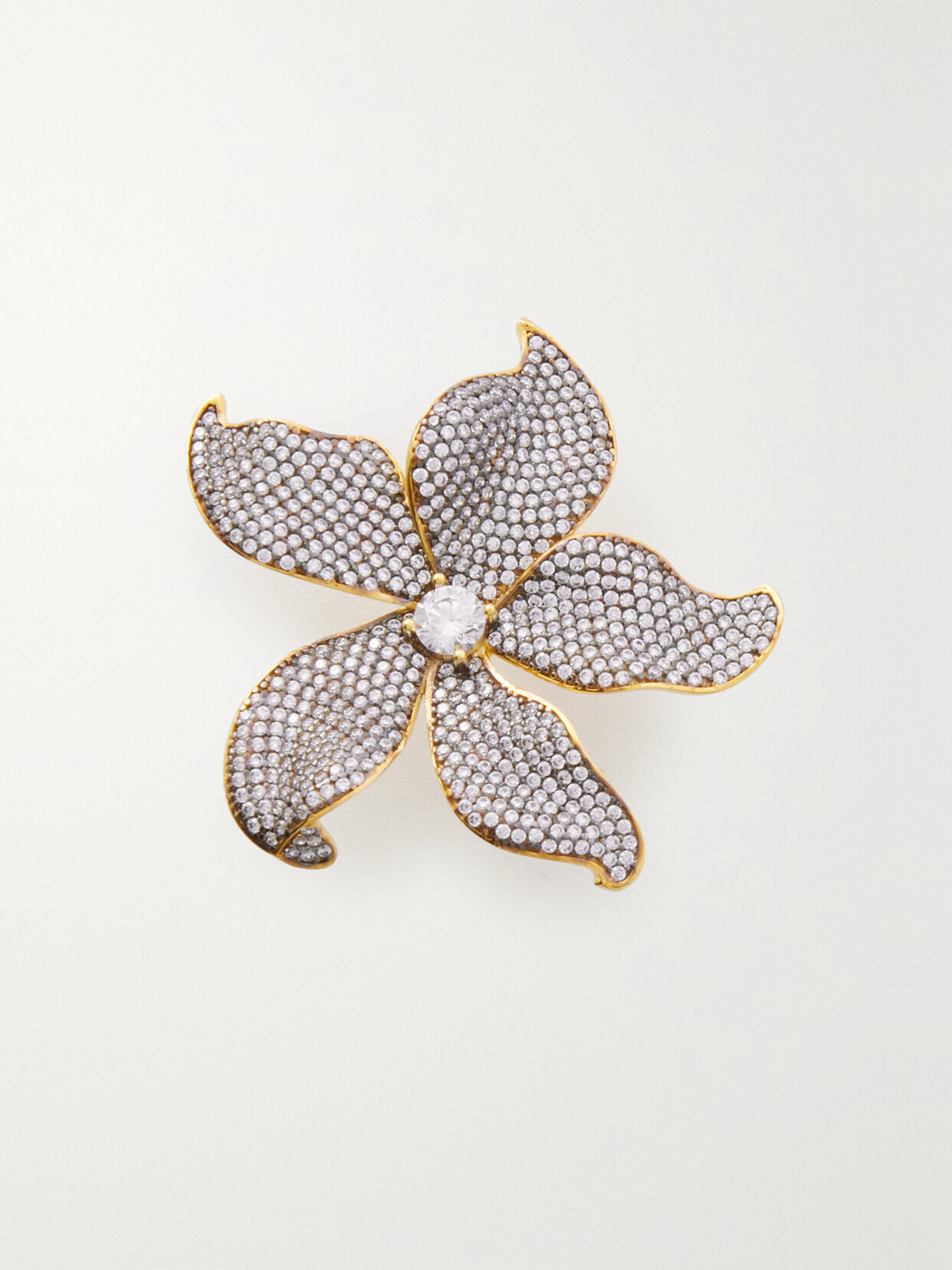 Begüm Khan - Lilium Gold-plated Crystal Brooch - Silver