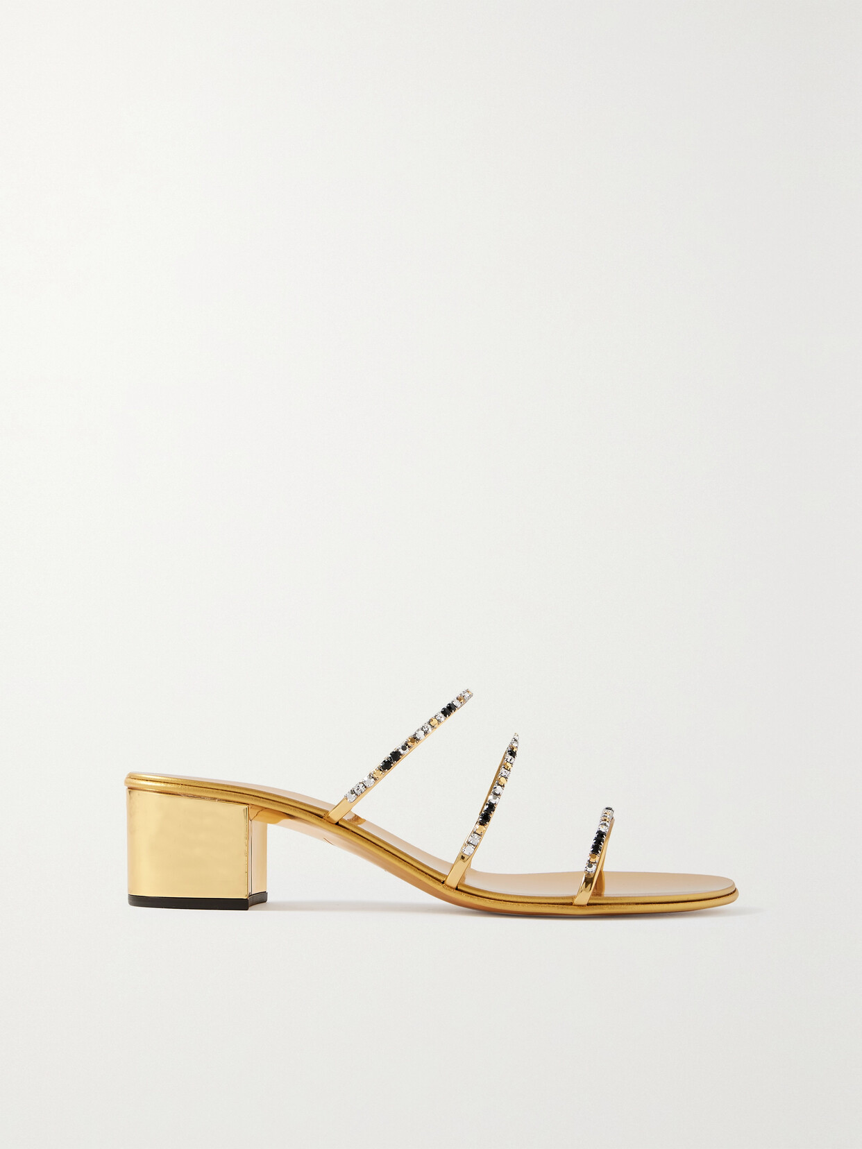 Giuseppe Zanotti - Roll Crystal-embellished Mirrored-leather Mules - Gold