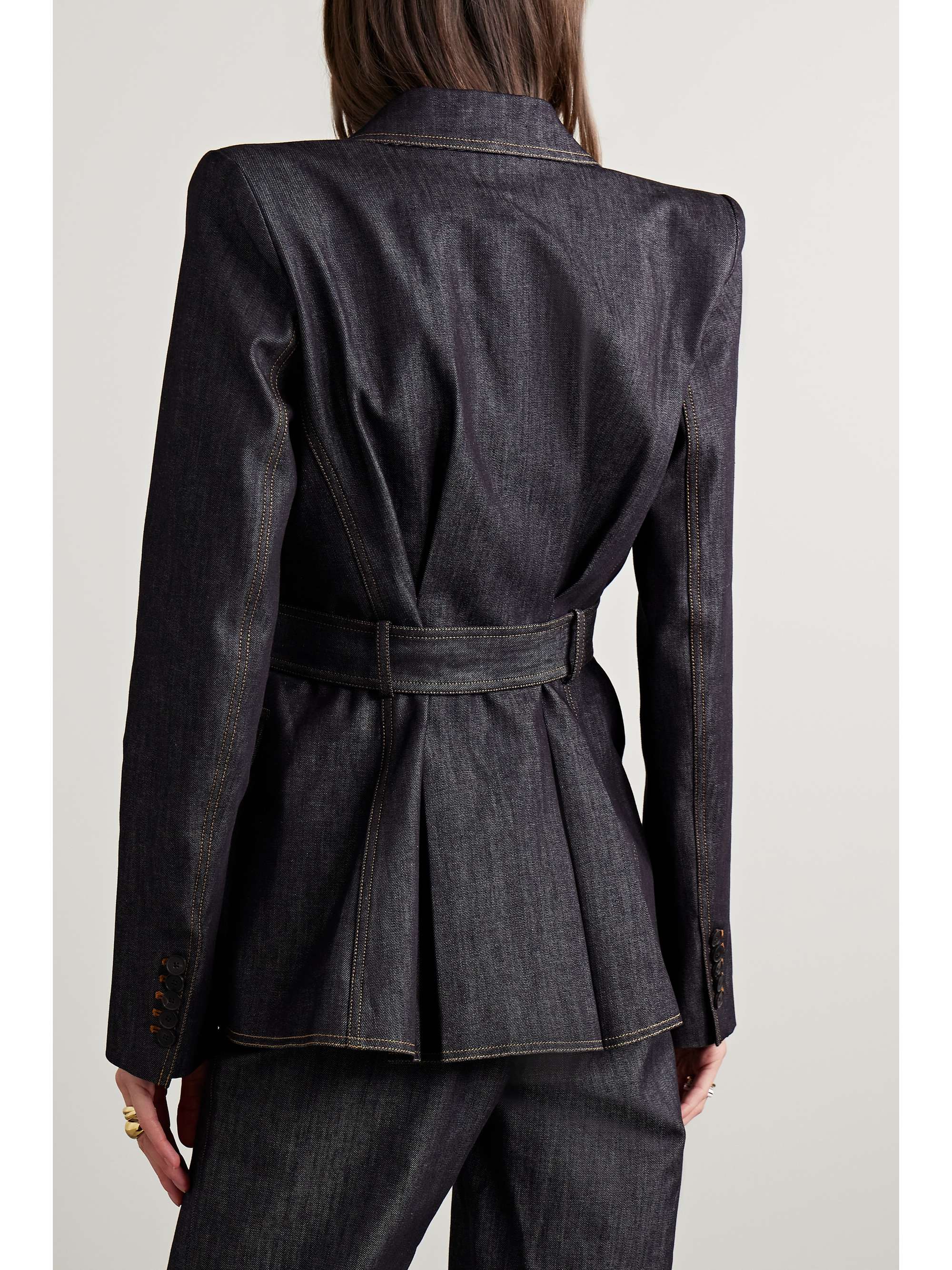 ADAM LIPPES Belted double-breasted denim jacket | NET-A-PORTER