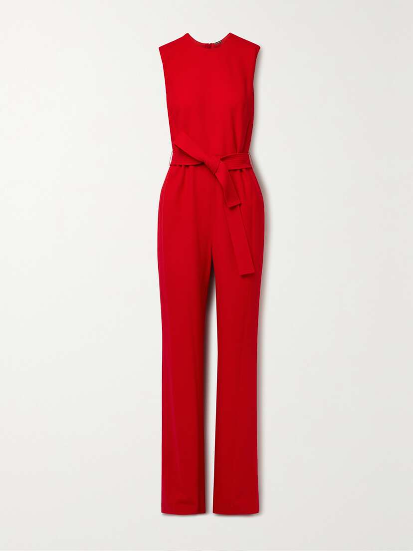 Adam Lippes Belted Wool-crepe Jumpsuit