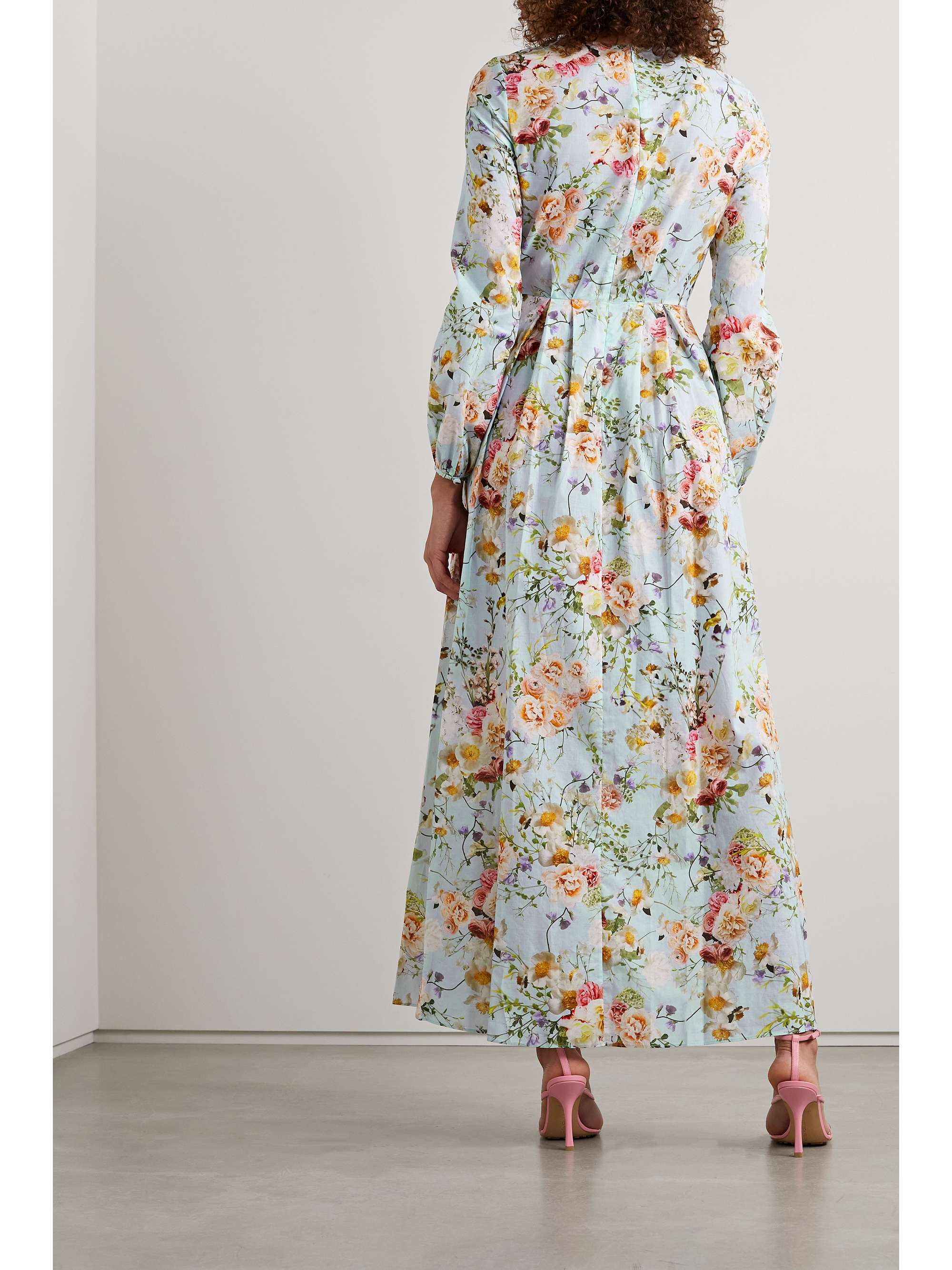 ADAM LIPPES Pleated floral-print cotton-voile maxi dress | NET-A-PORTER