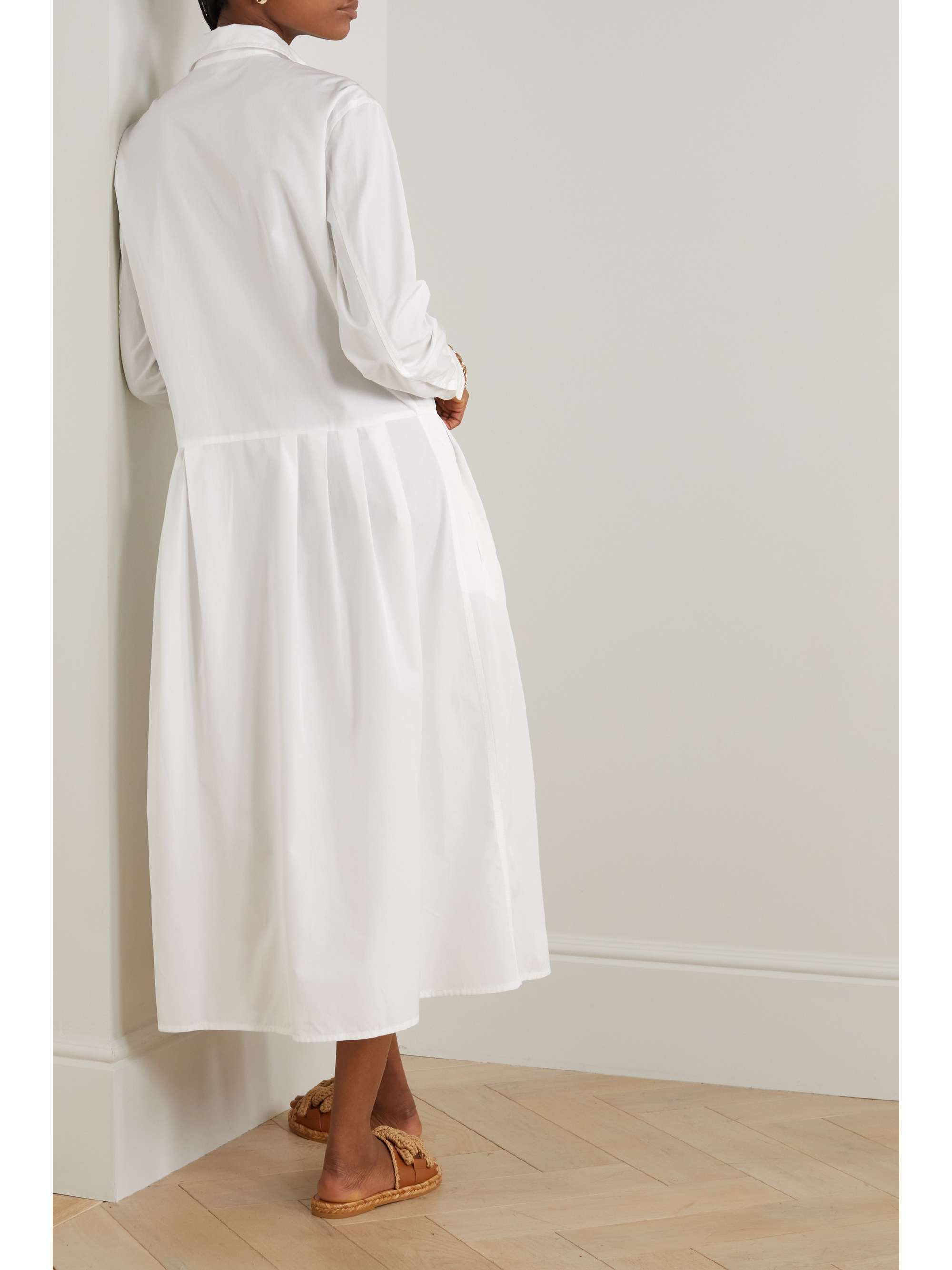 TOD'S Pleated cotton-poplin midi shirt dress