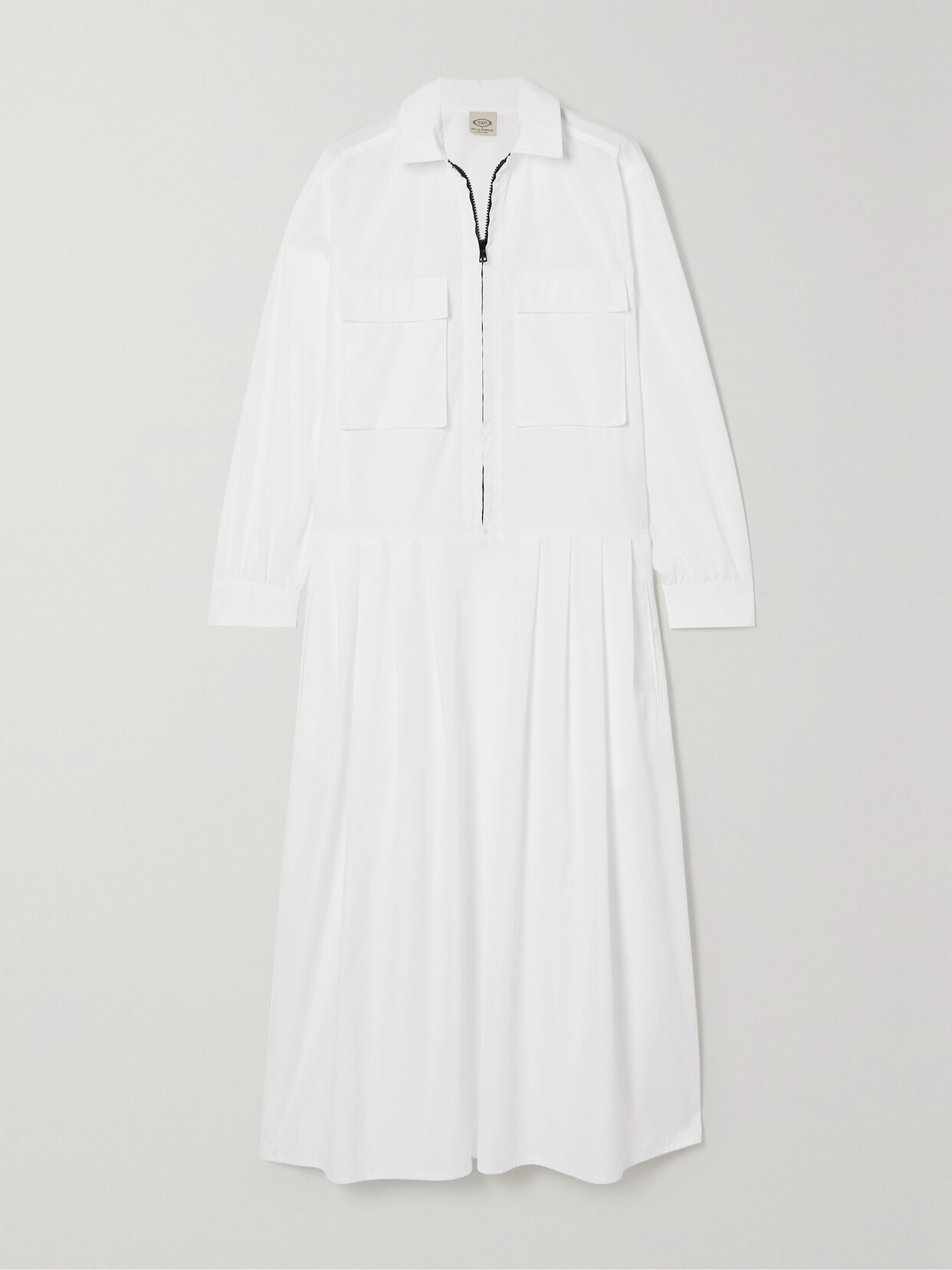 Tod's Pleated Cotton-poplin Midi Shirt Dress - White