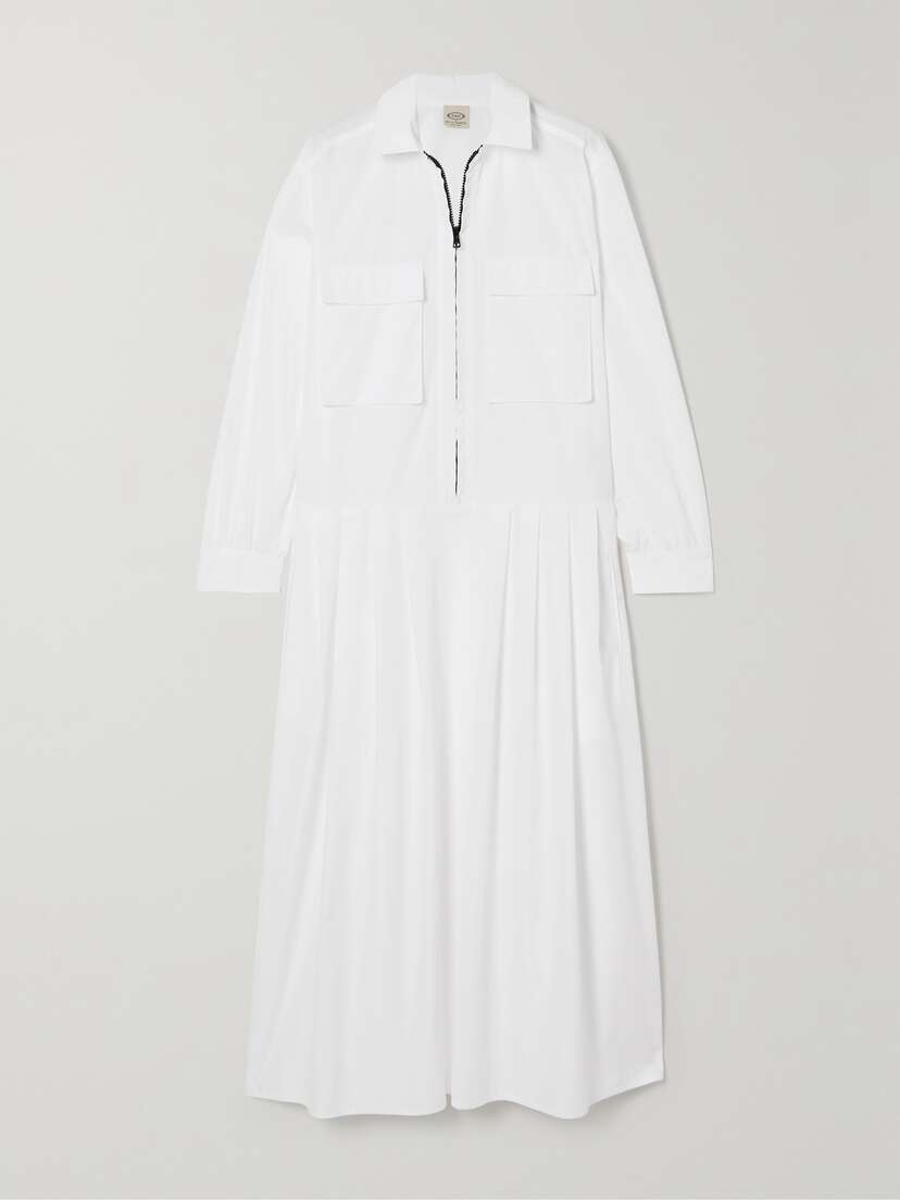 Tod's Pleated Cotton-poplin Midi Shirt Dress - x large