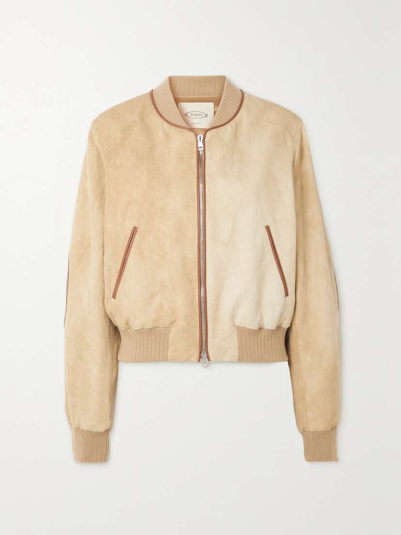Tod's Leather-trimmed Linen And Cotton-blend Bomber Jacket