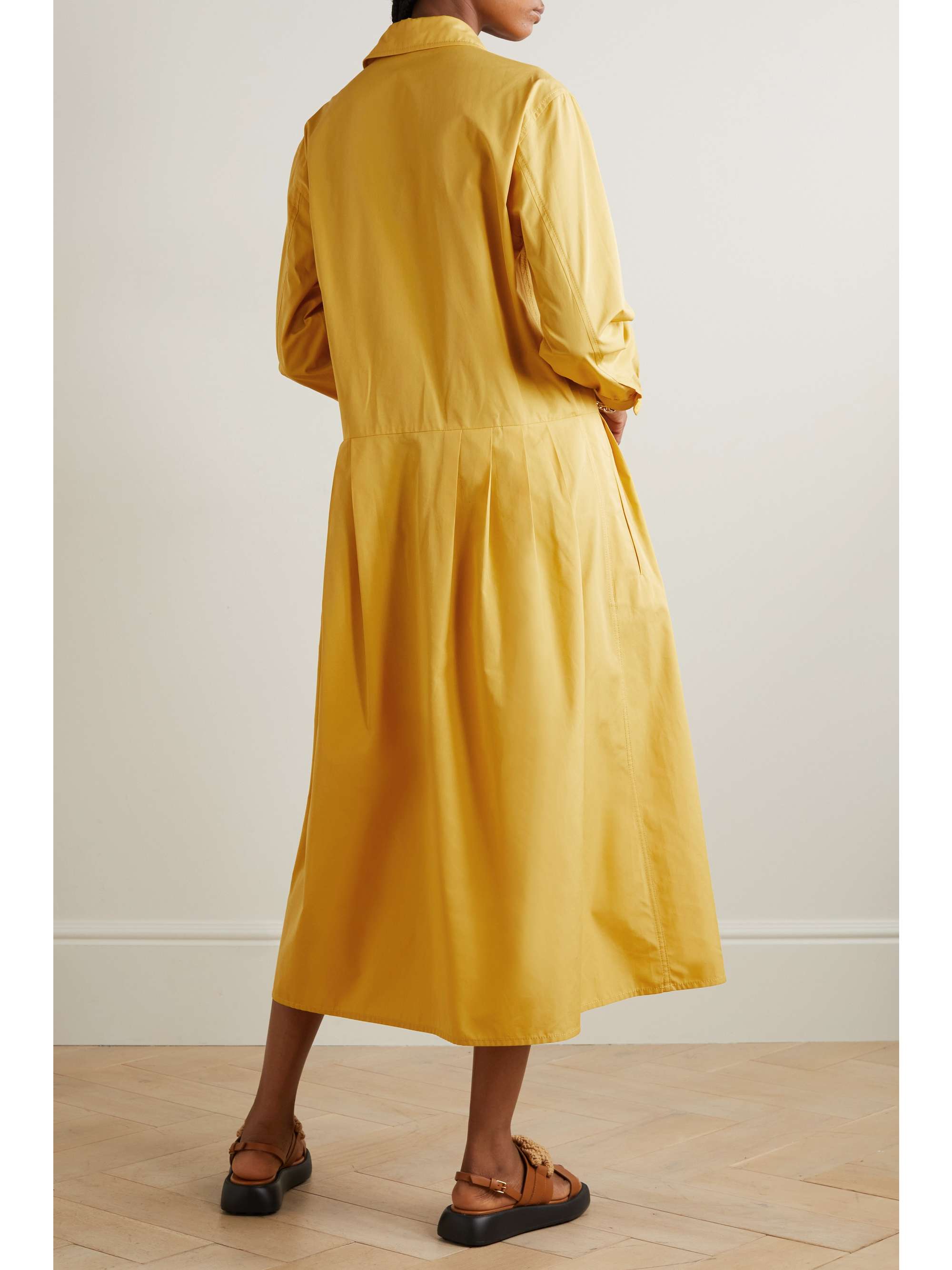 TOD'S Pleated cotton-poplin midi shirt dress