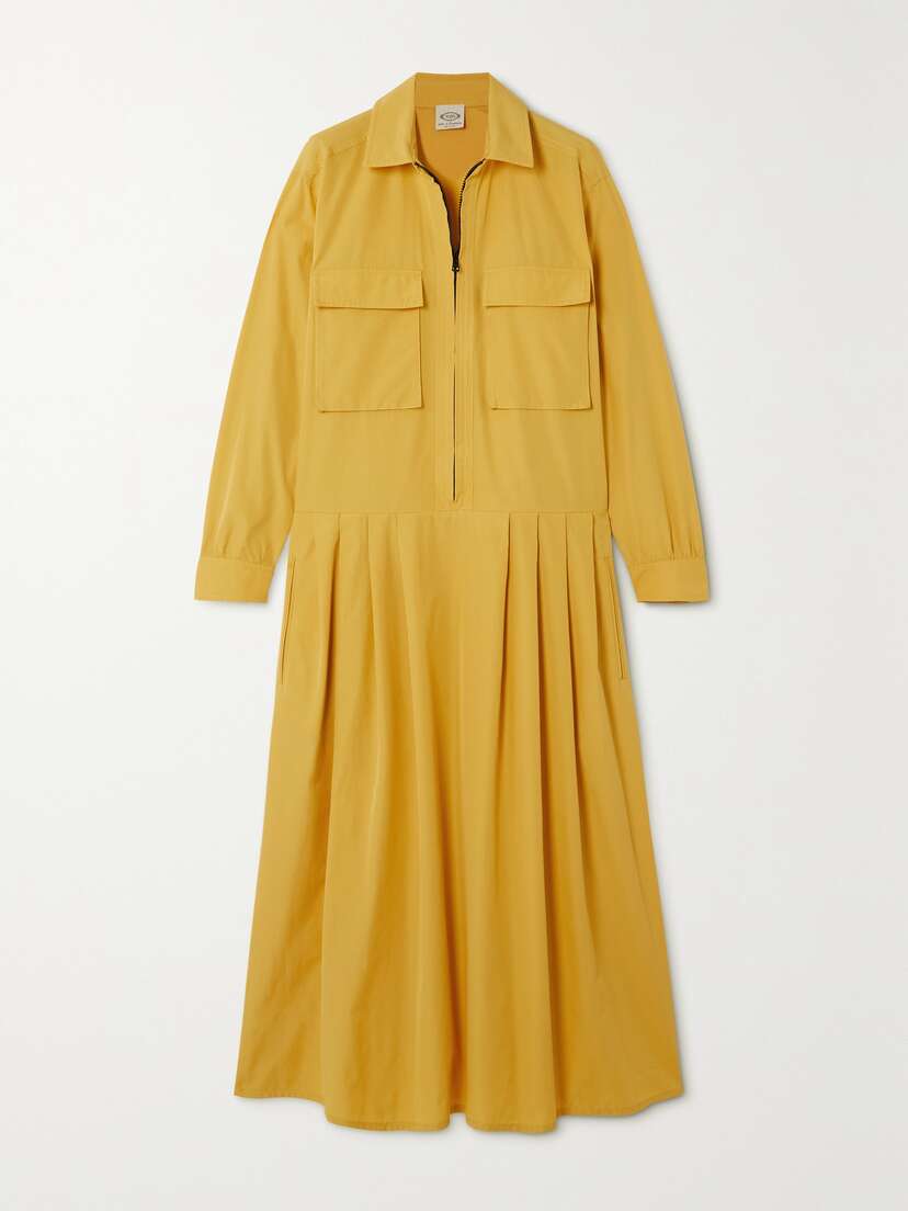 Tod's Pleated Cotton-poplin Midi Shirt Dress