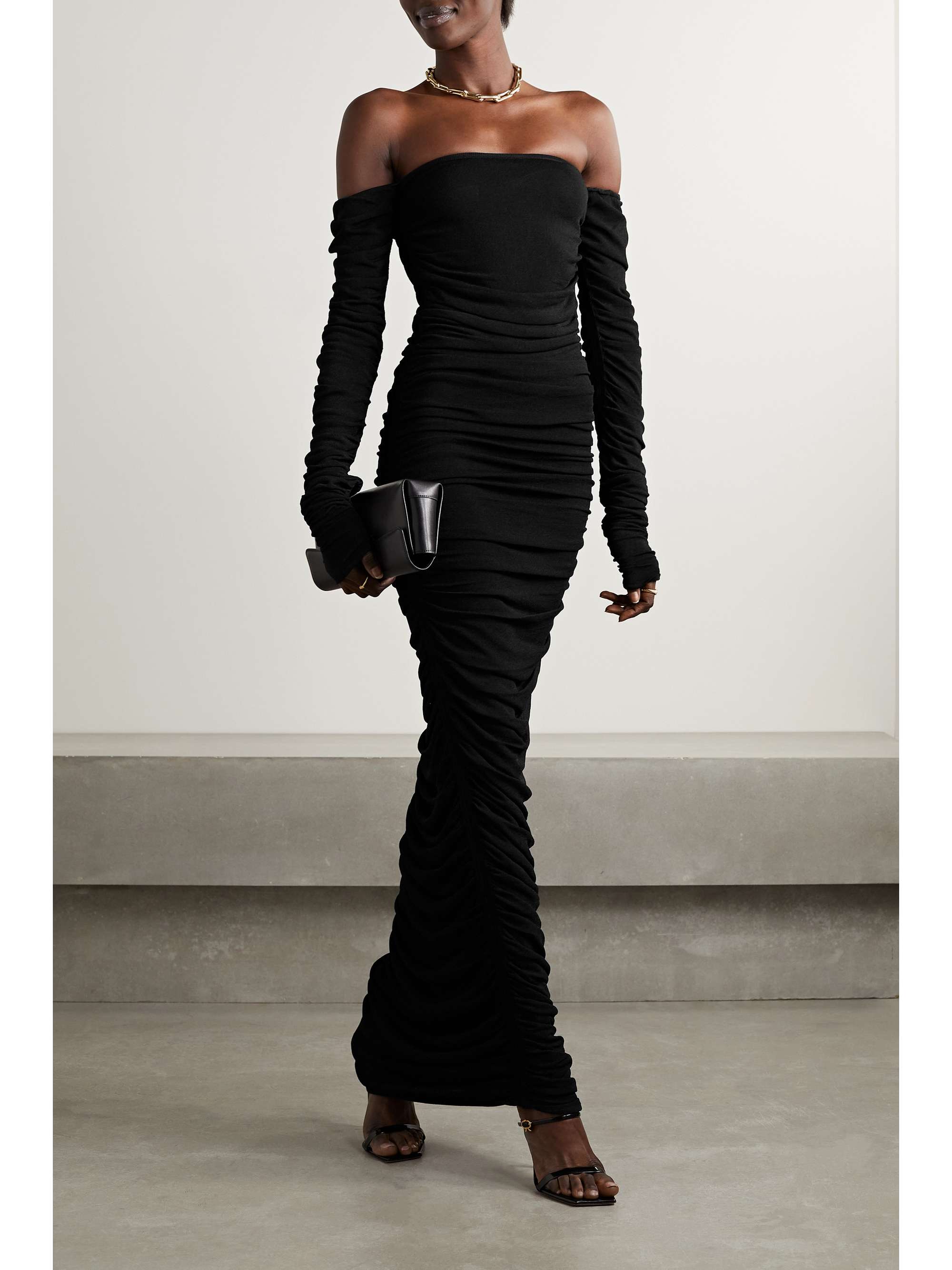 ALTUZARRA Trikera off-the-shoulder ruched stretch-jersey maxi dress