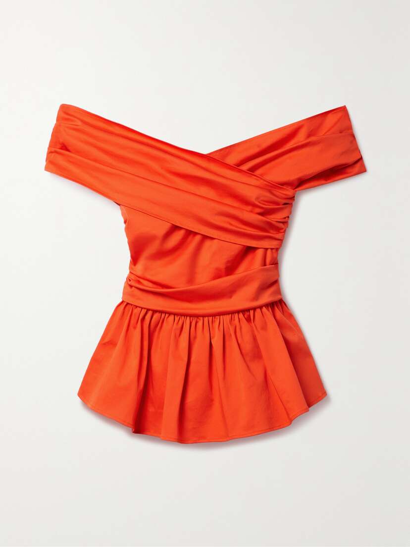 Altuzarra Pella Off-the-shoulder Cotton-blend Poplin Peplum Top